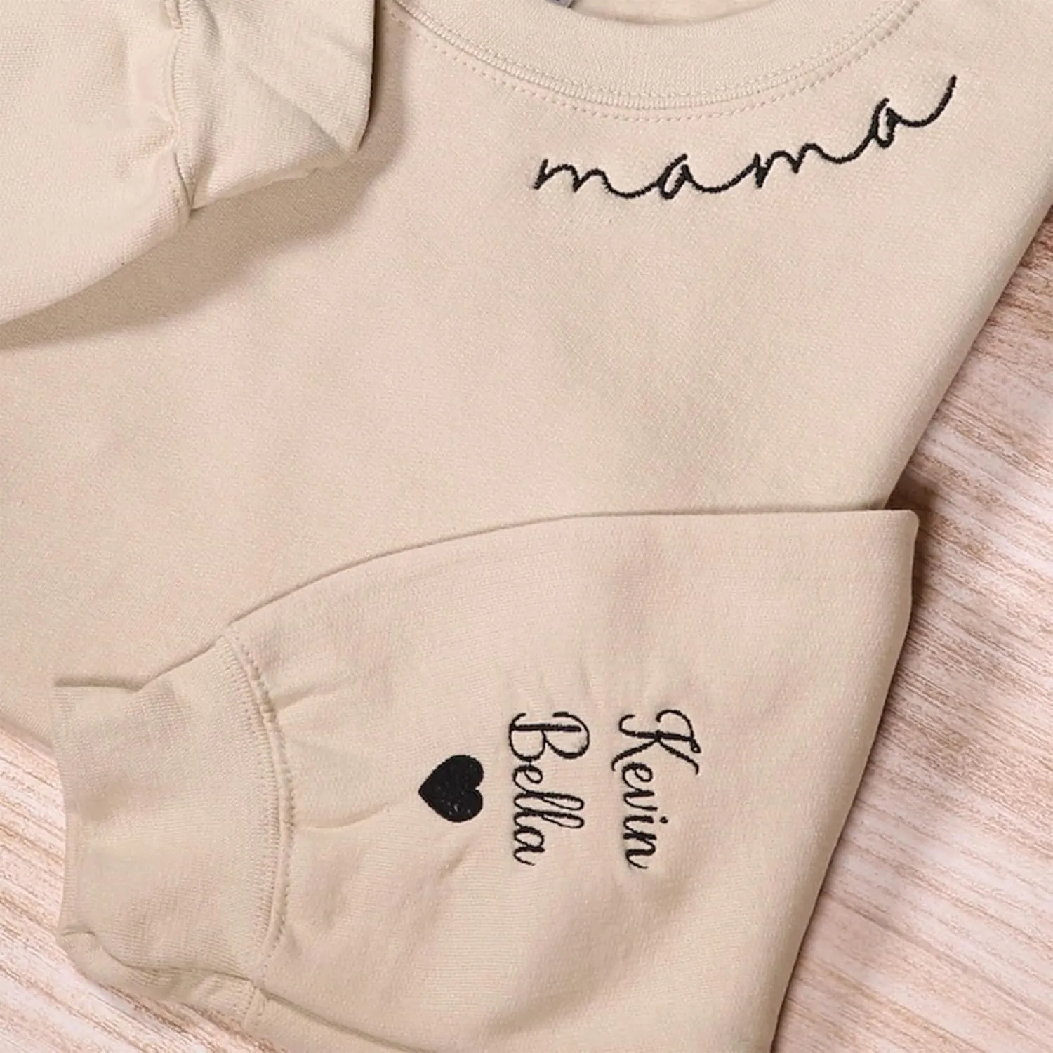 Love Signal Personalized Embroidered Mama EST Sweatshirt, Custom Embroidered Sweatshirt for Mom Tee S-4X