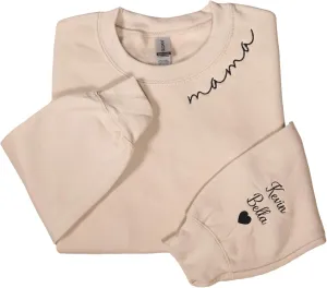 Love Signal Personalized Embroidered Mama EST Sweatshirt, Custom Embroidered Sweatshirt for Mom Tee S-4X