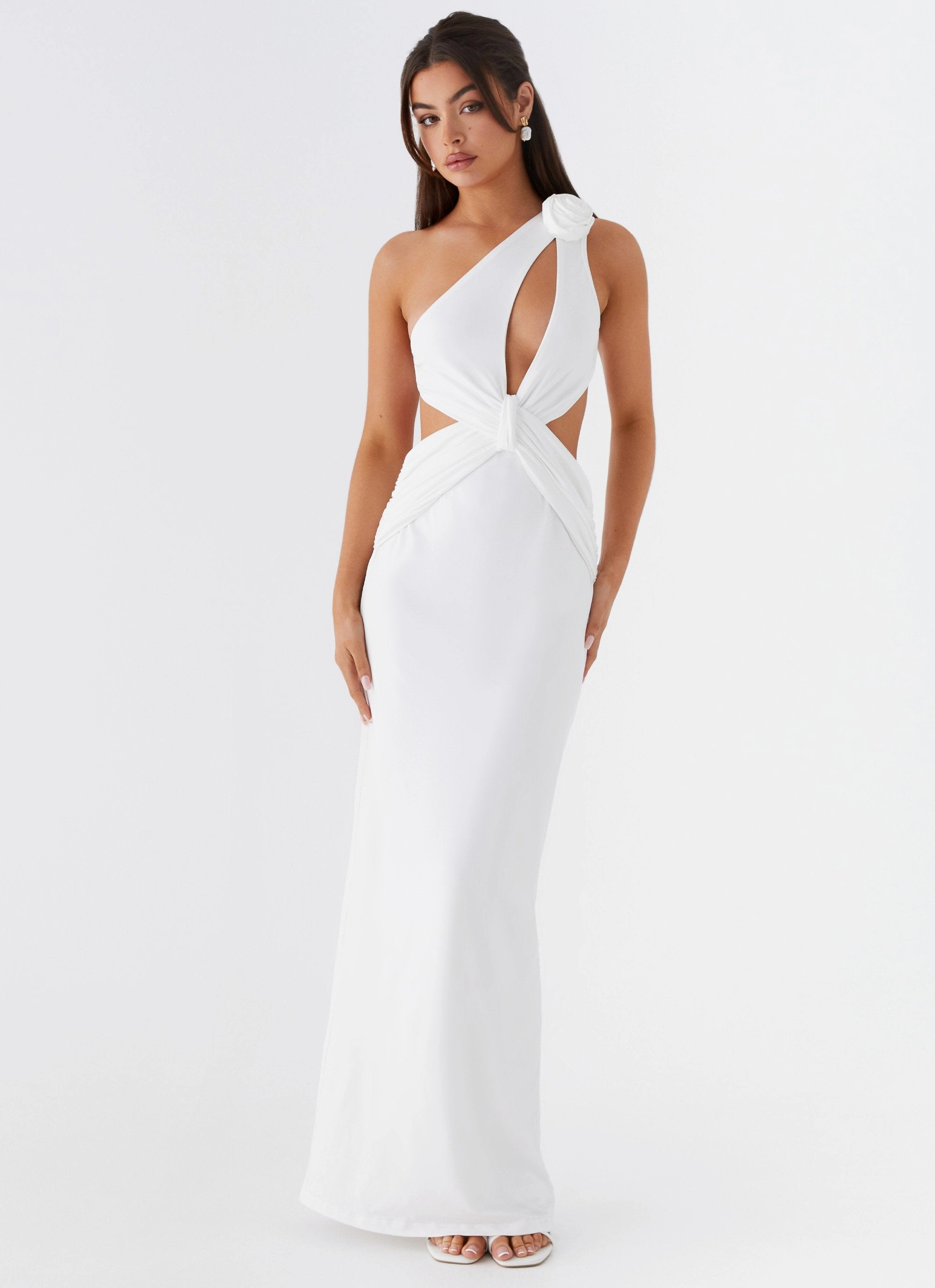 velvet feel Lovesome Rosa Maxi Dress - White