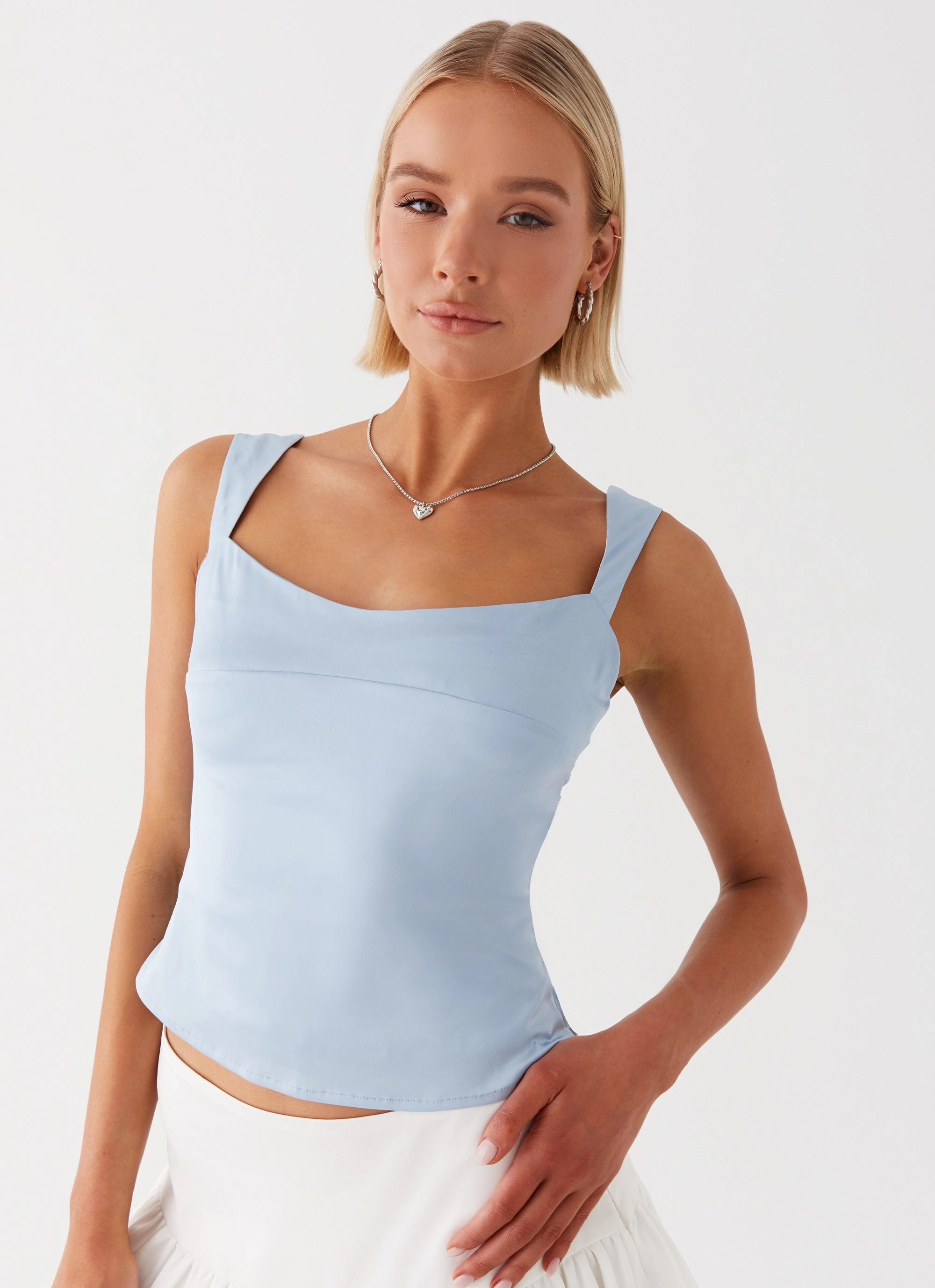 Active Design Wind Resistant Fabric Lylah Satin Top - Blue