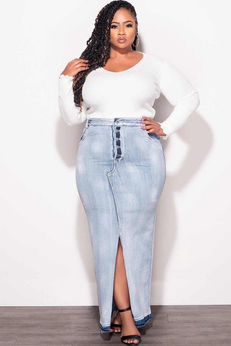 Quick Motion Durable Hemming Final Sale Plus Size Long Sleeve Ribbed Sweater in Off White