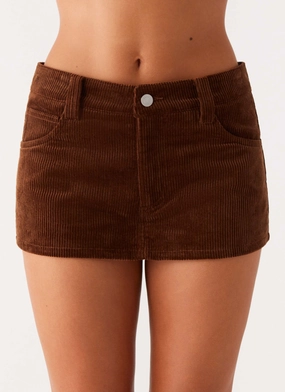 Tropics Low Rise Cord Mini Skort - Walnut Light Shape Lightweight Fabric