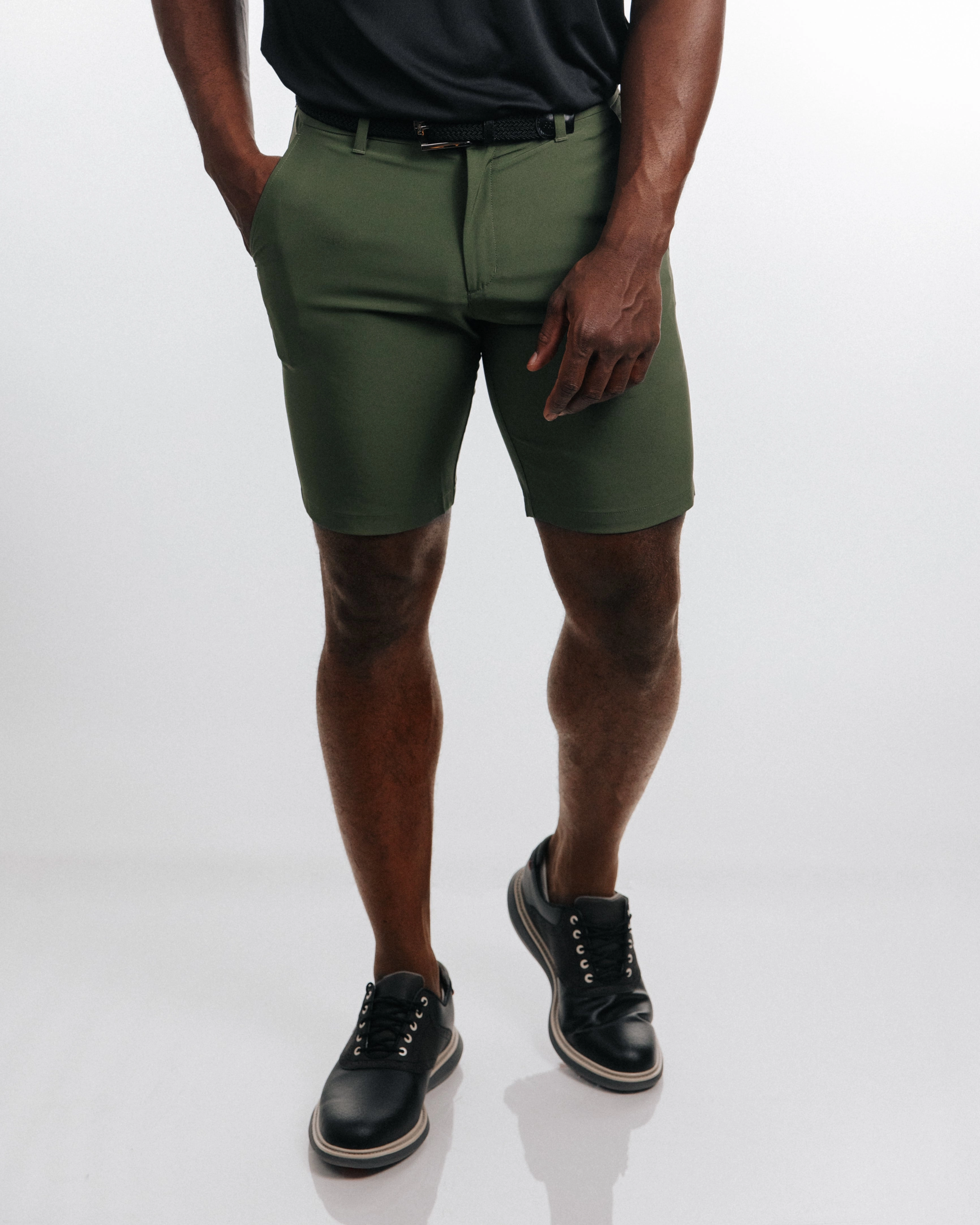 Men's Olive Golf Shorts QuickDryTechnology No Frills Fit