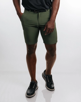 Men's Olive Golf Shorts QuickDryTechnology No Frills Fit