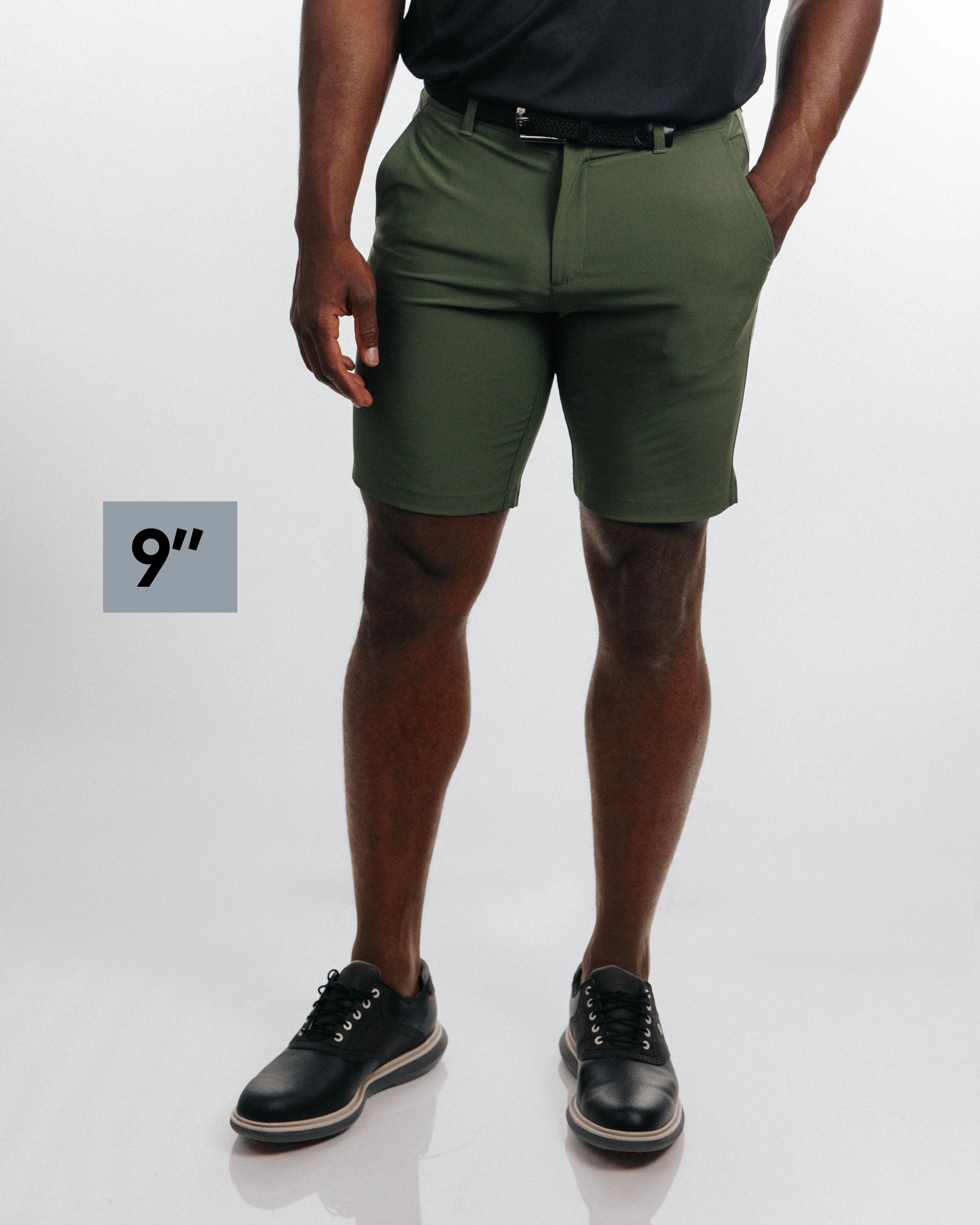 Men's Olive Golf Shorts Rayon drape Sport Fit
