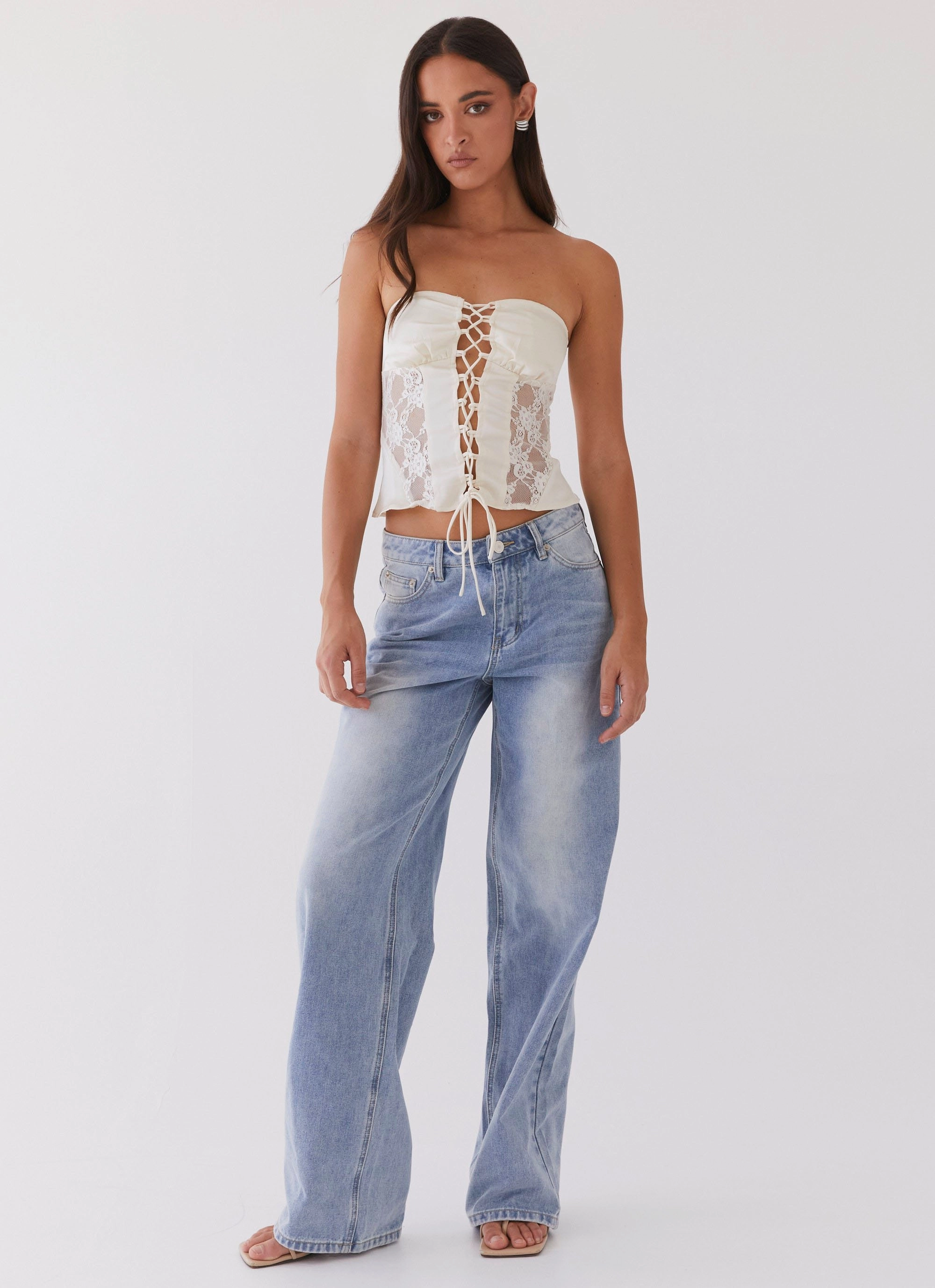 Brandi Lace Up Top - Antique Anti Pilling Fabric