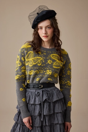Nutcracker 24 |100% Wool Floral Jumper Sweater QuickDry PunctureResistantReinforcement