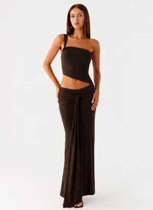 Natural Tones Luara Cut Out Maxi Dress - Chocolate