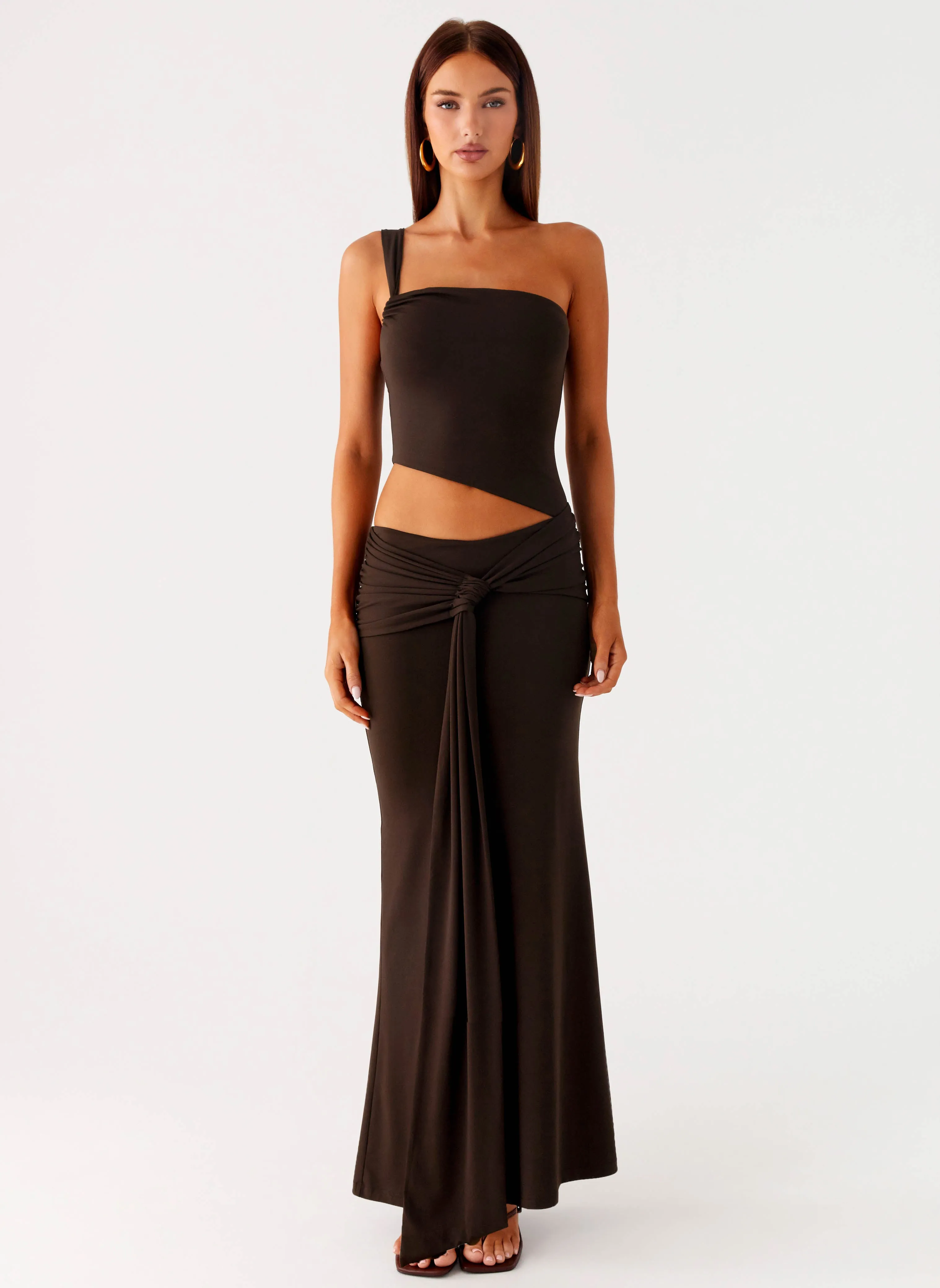 Luara Cut Out Maxi Dress - Chocolate Chic Rhythm