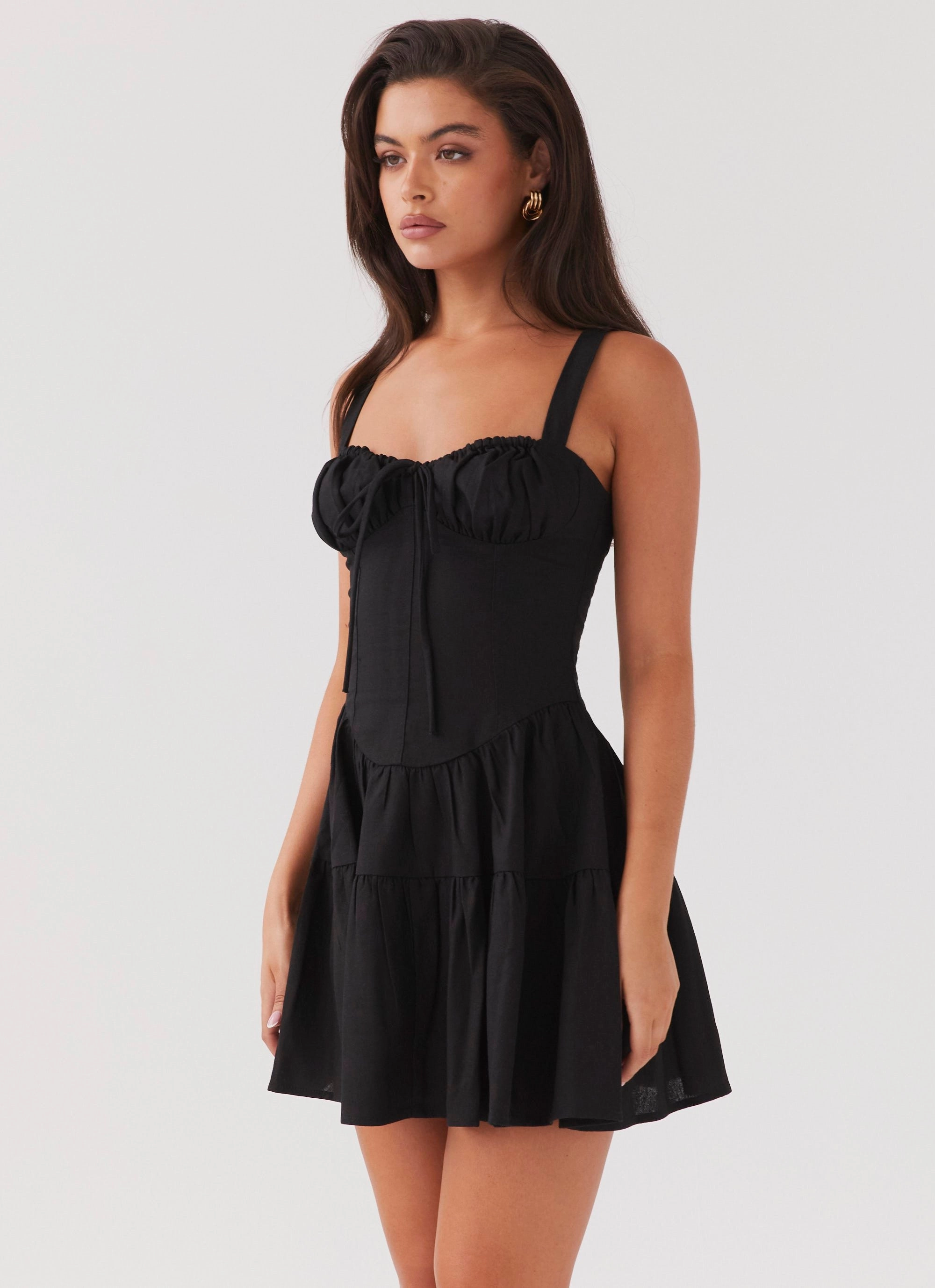 Classic Tailoring Lucie Linen Mini Dress - Black