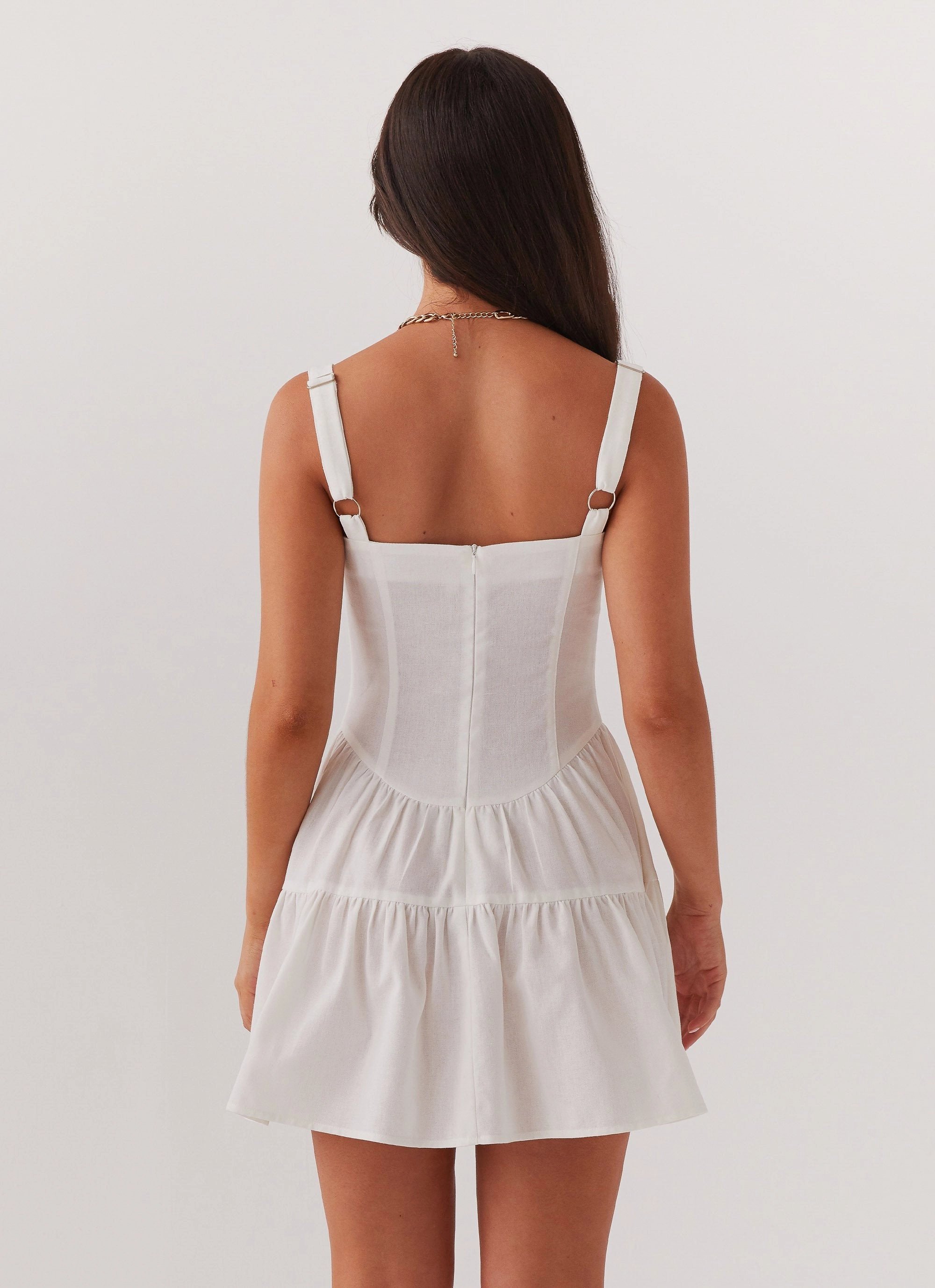 Lucie Linen Mini Dress - Ivory Elegant Wearable Padded-Bust