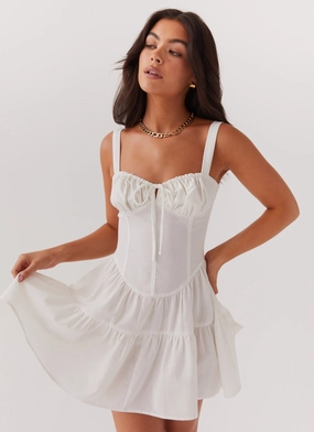Lucie Linen Mini Dress - Ivory Birthday-Celebration
