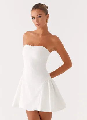 Lucille Mini Dress - White Understated Elegance Statement-Print