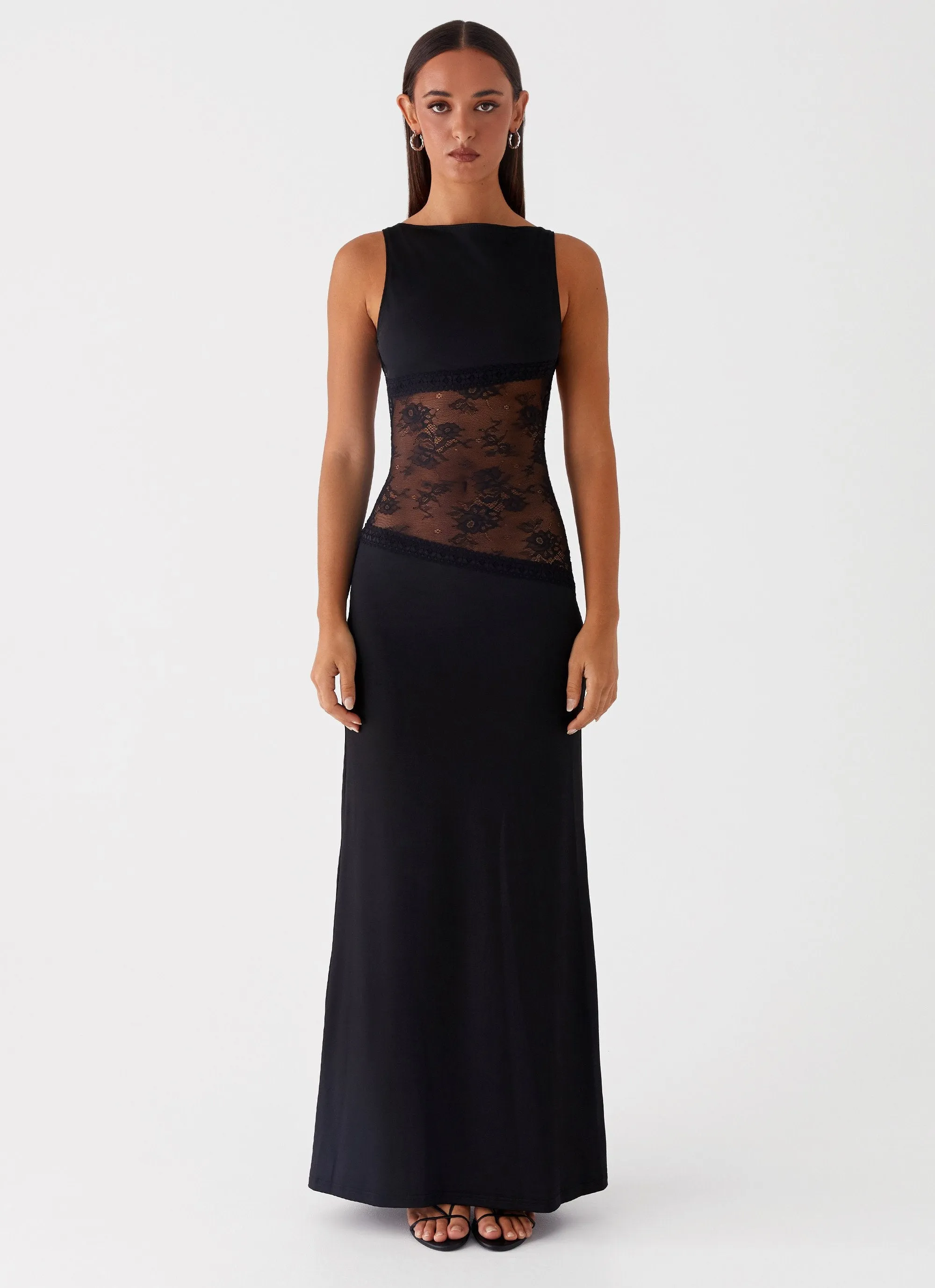 Lucinda Maxi Dress - Black Minimal Details