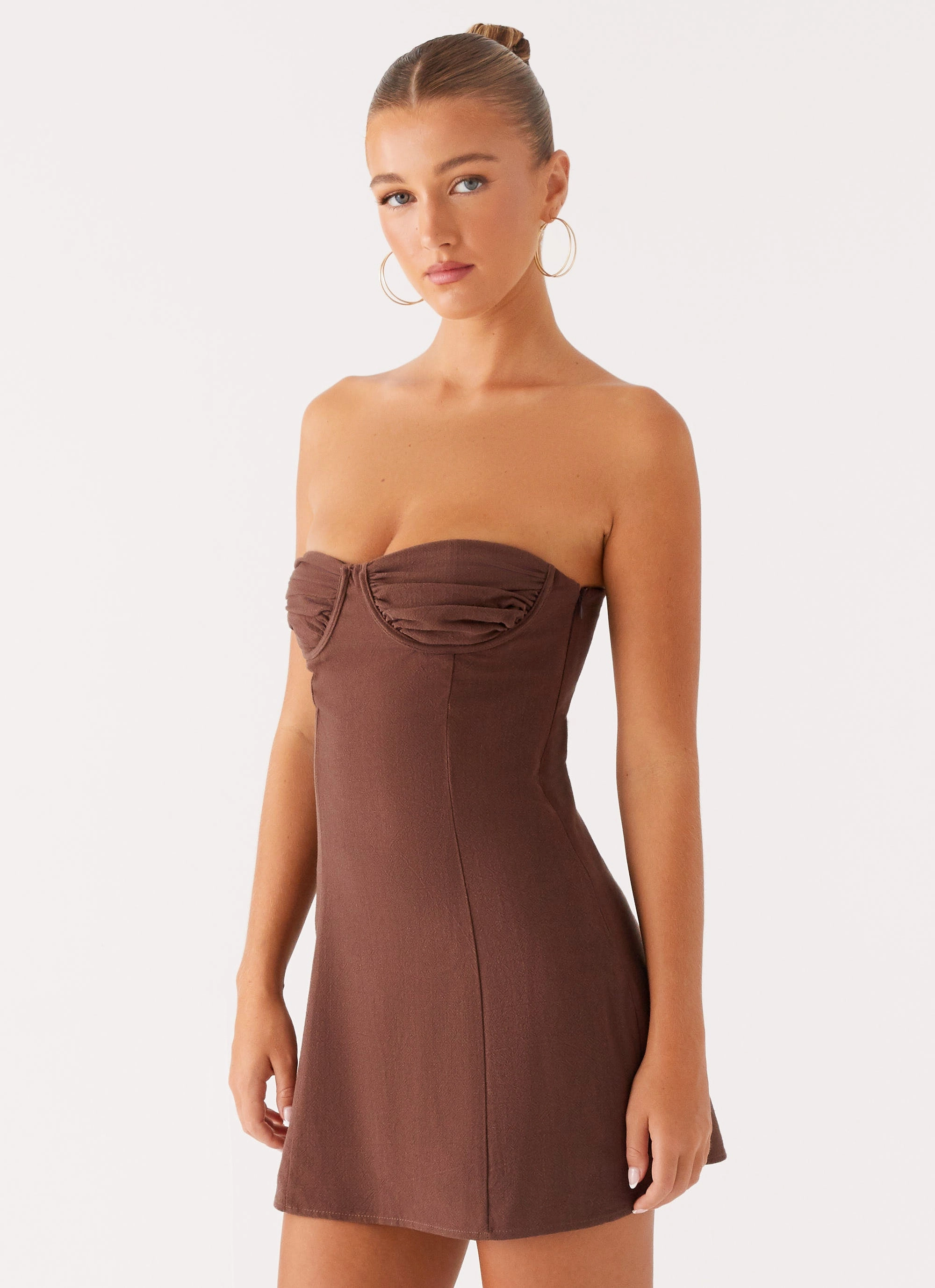 All Purpose Comfortable and breathable Ludo Mini Dress - Chocolate