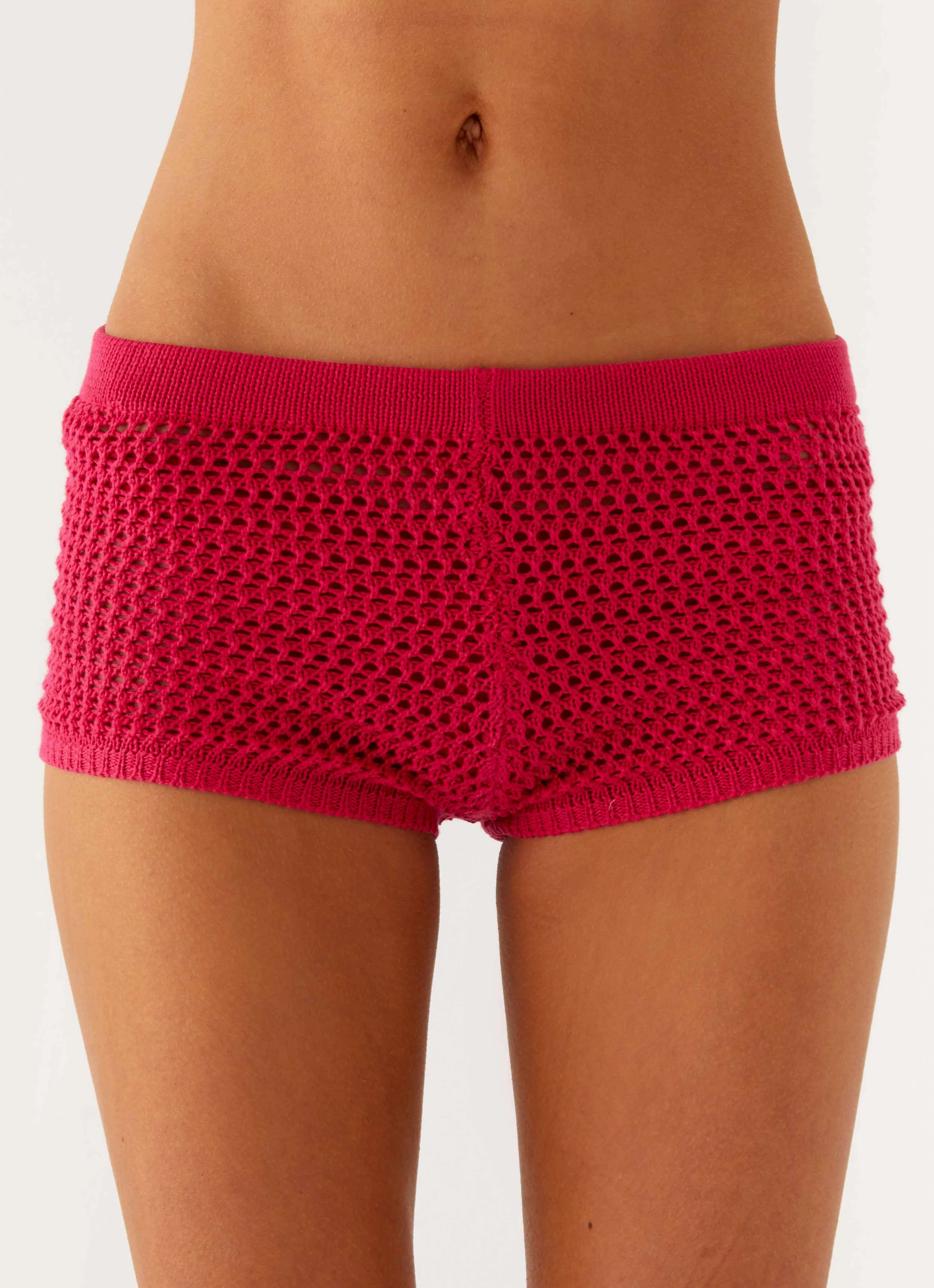 Lukella Crochet Mini Short - Hot Pink Lightweight Construction