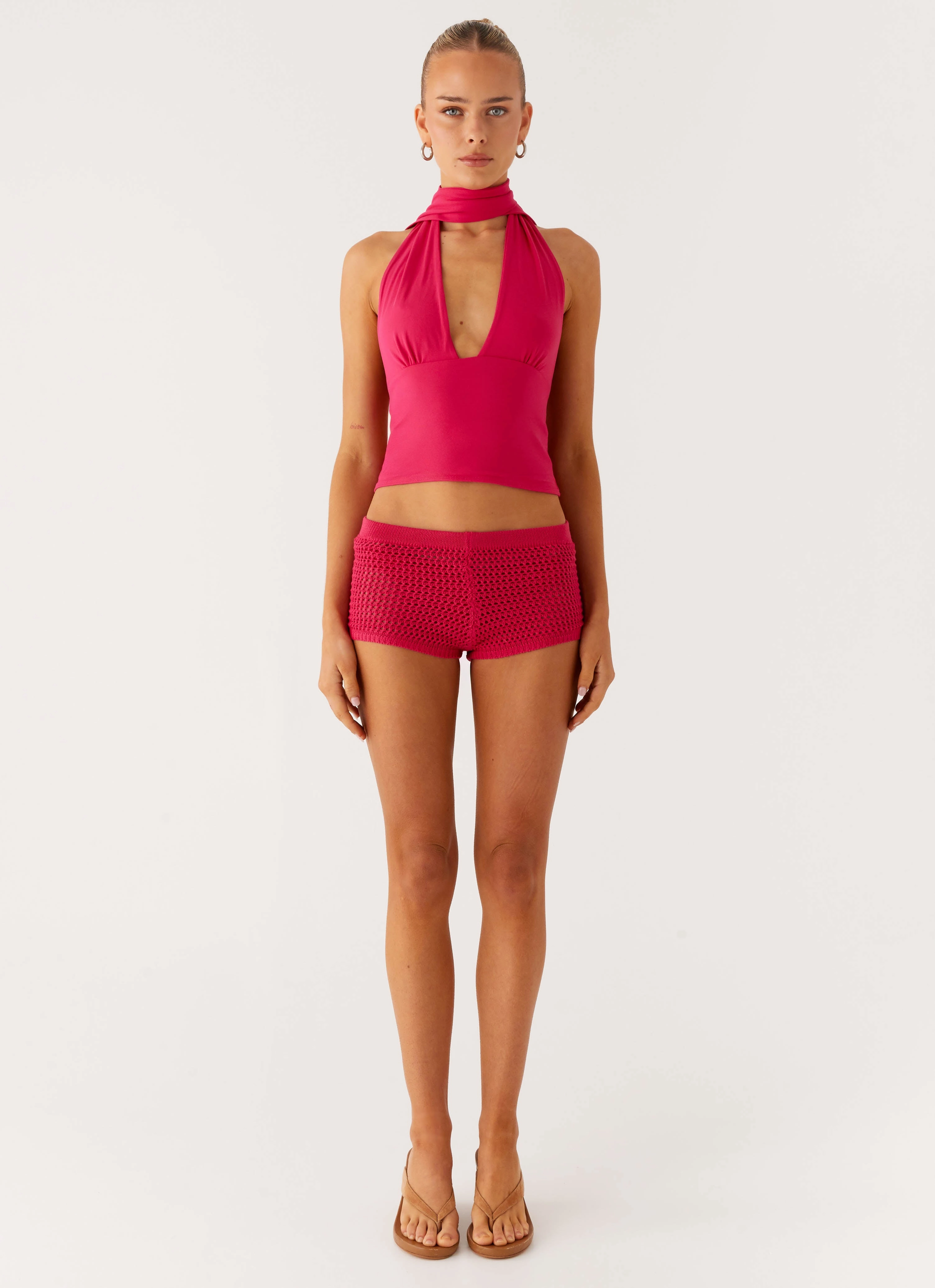 Timeless Style Lukella Crochet Mini Short - Hot Pink
