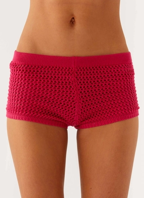 Lukella Crochet Mini Short - Hot Pink Lightweight Construction
