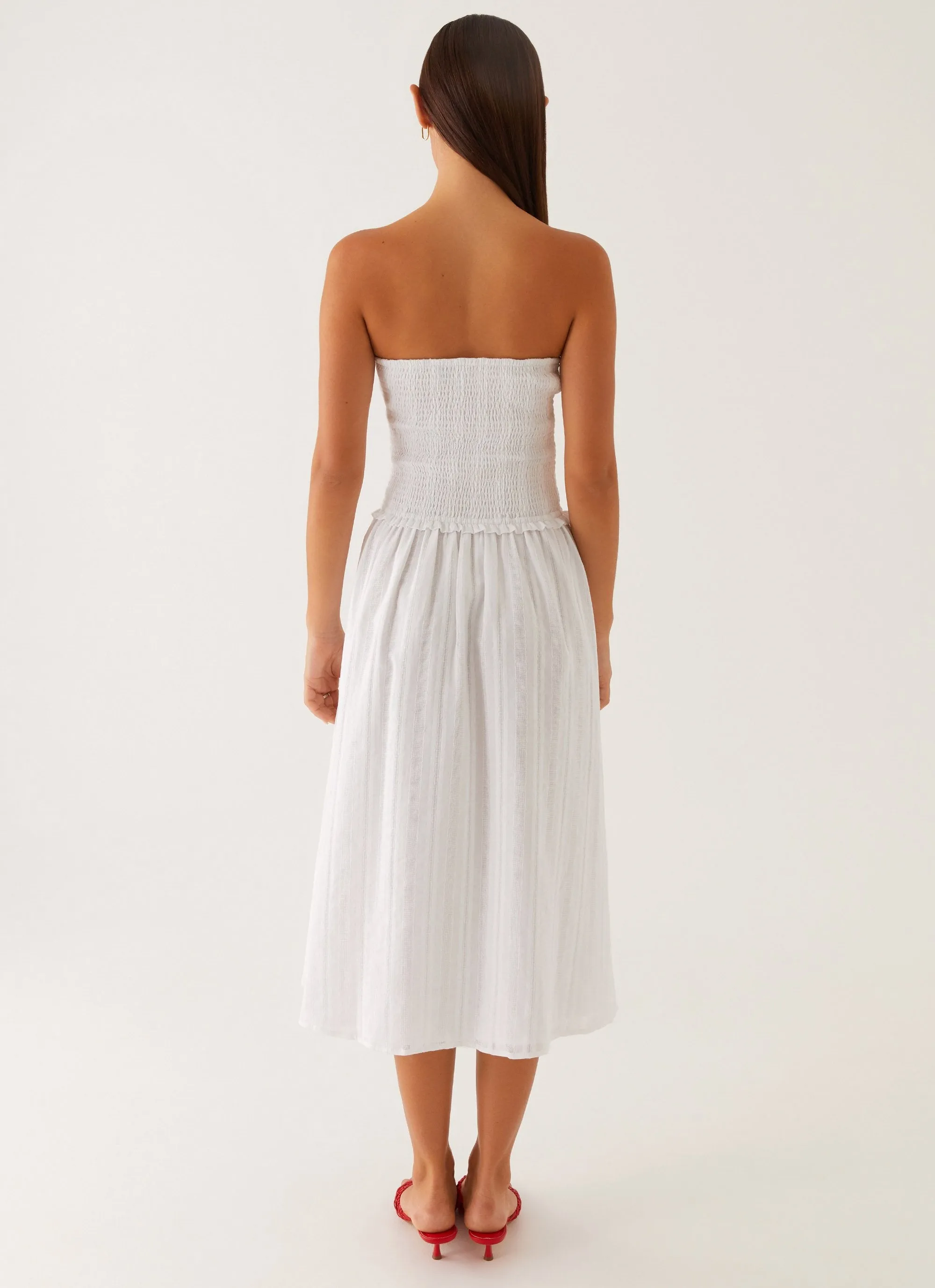 Lulie Shirres Midi Dress - Ivory Fashionable Touch