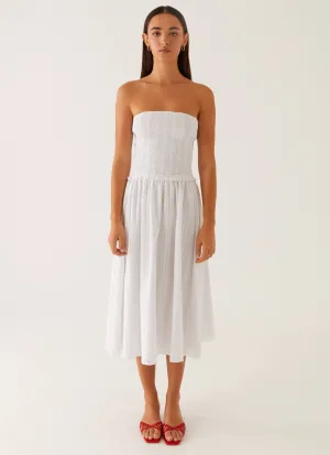 Fitted Neat Trendy Everyday Lulie Shirres Midi Dress - Ivory