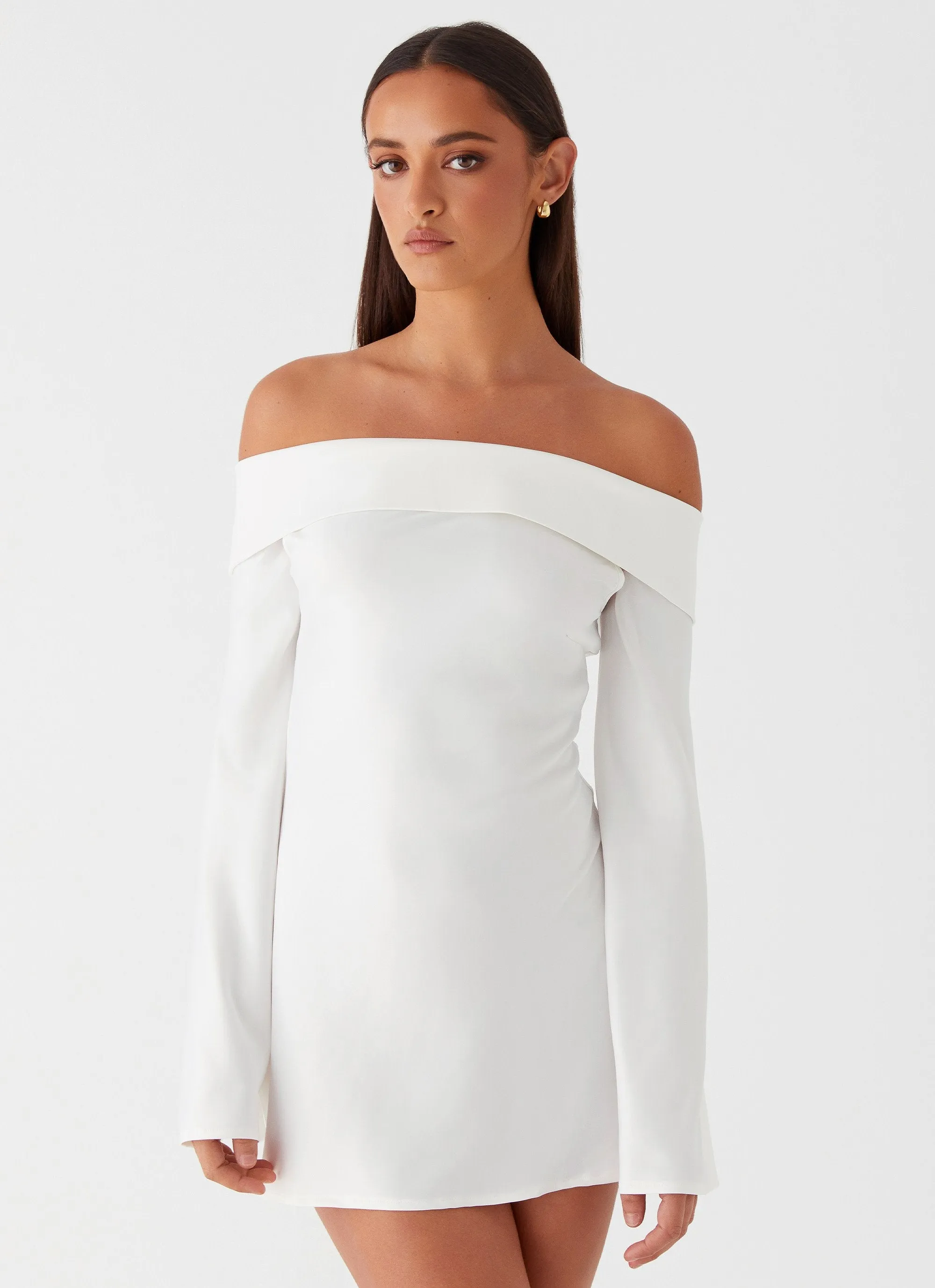 Lumina Long Sleeve Mini Dress - White Graceful Ease
