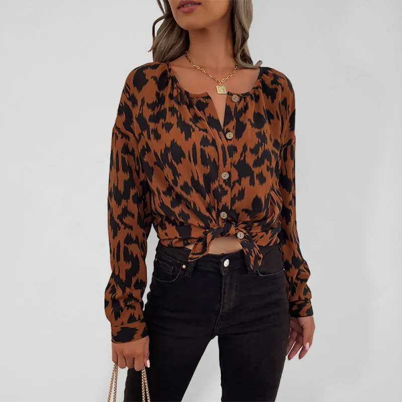 Luna Brown Leopard Biz Shirt