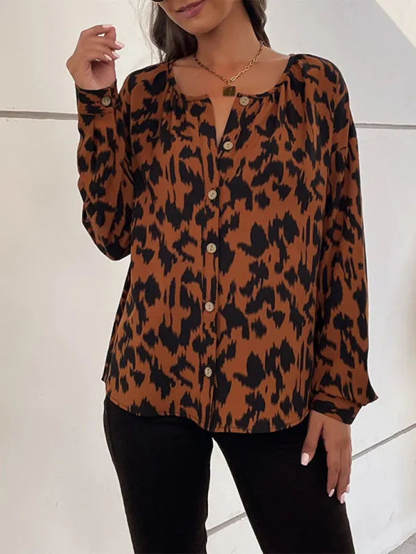 Luna Brown Leopard Biz Shirt