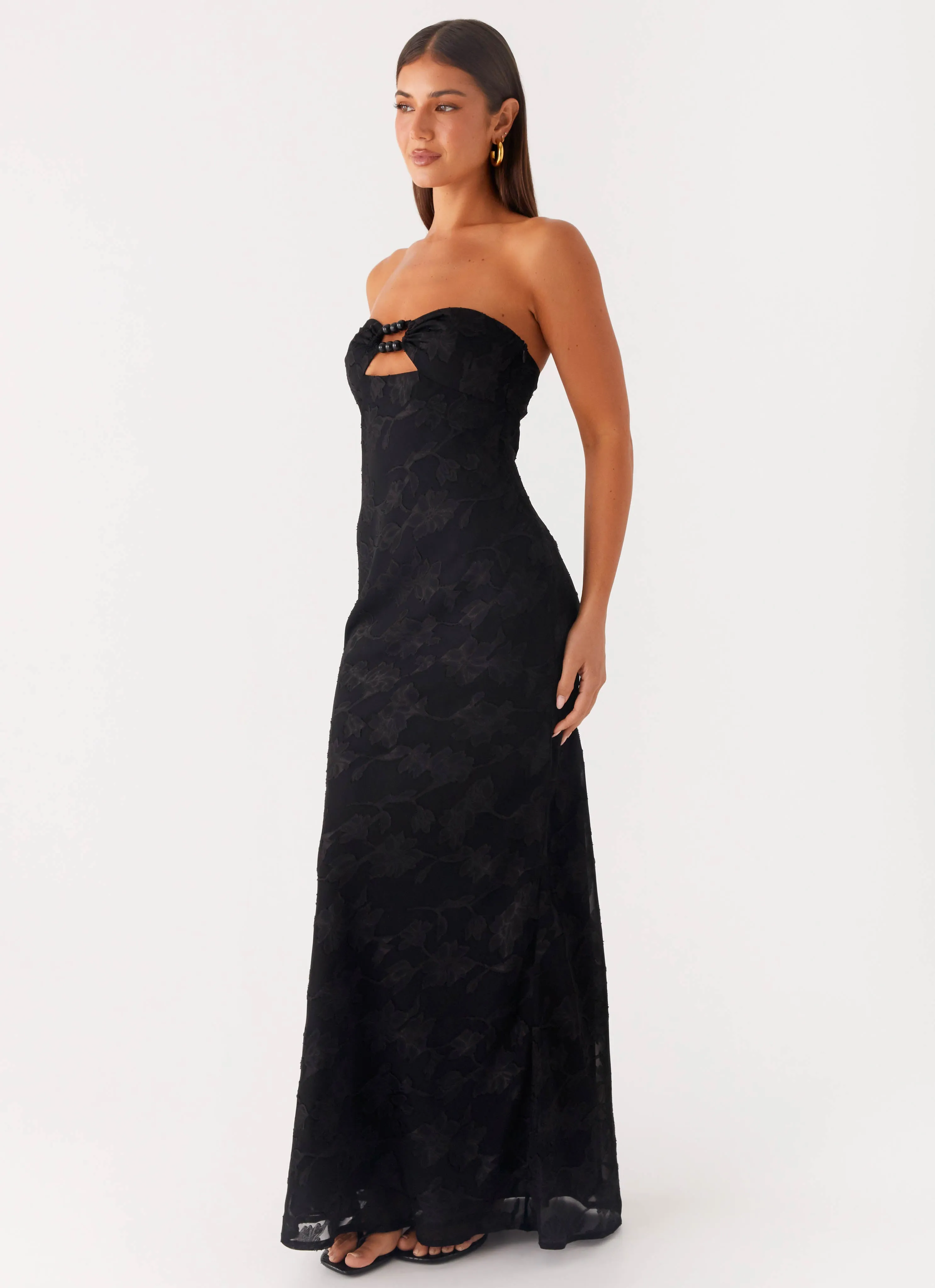 Timeless Wear Statement-Buttons Lunar Maxi Dress - Black