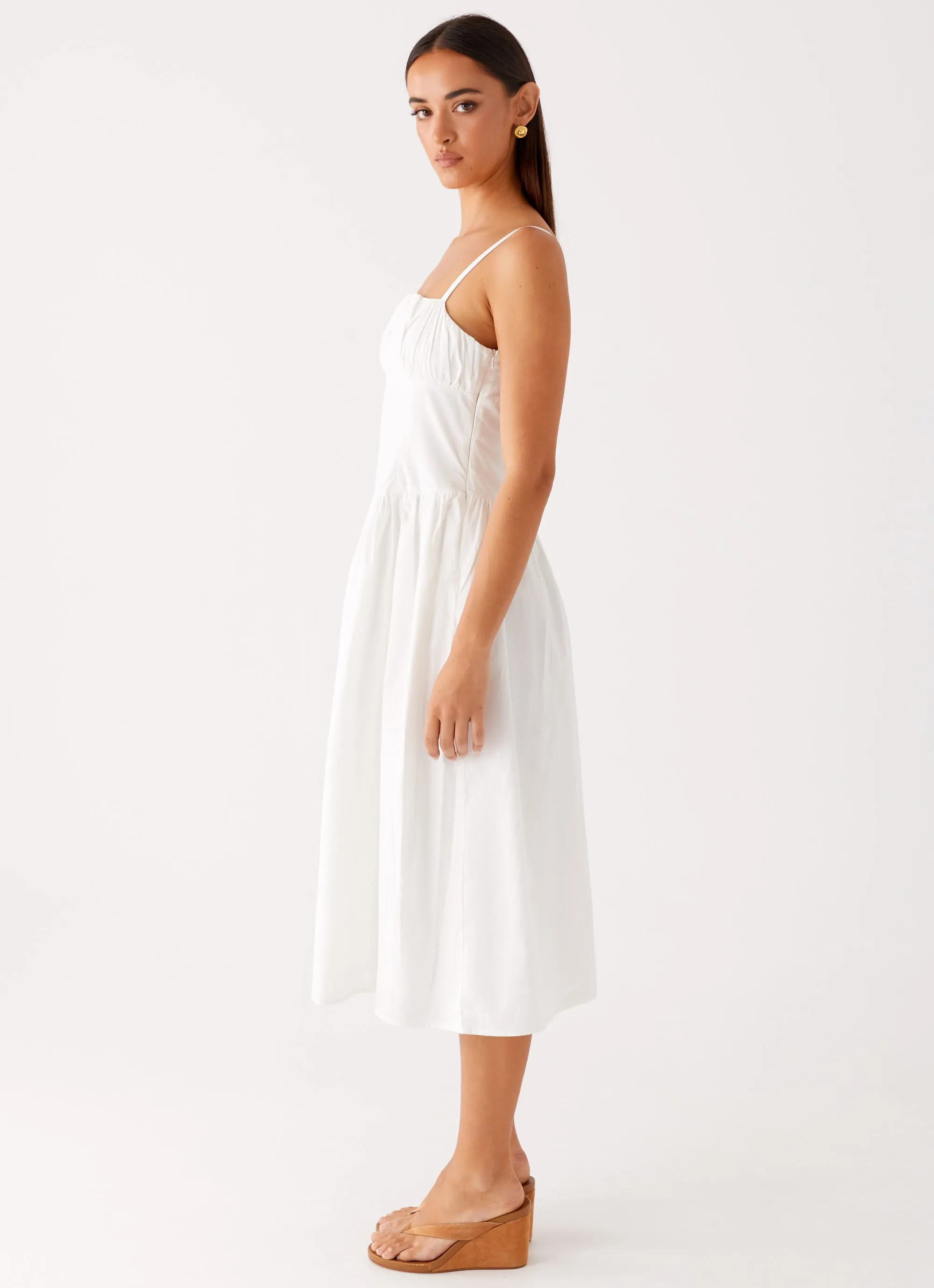 Bright Bloom vacation look Phillipa Midi Dress - White