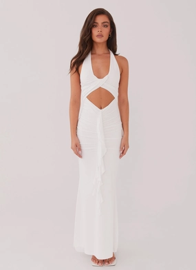 Office Casual Mood Casual Allanna Frill Maxi Dress - White