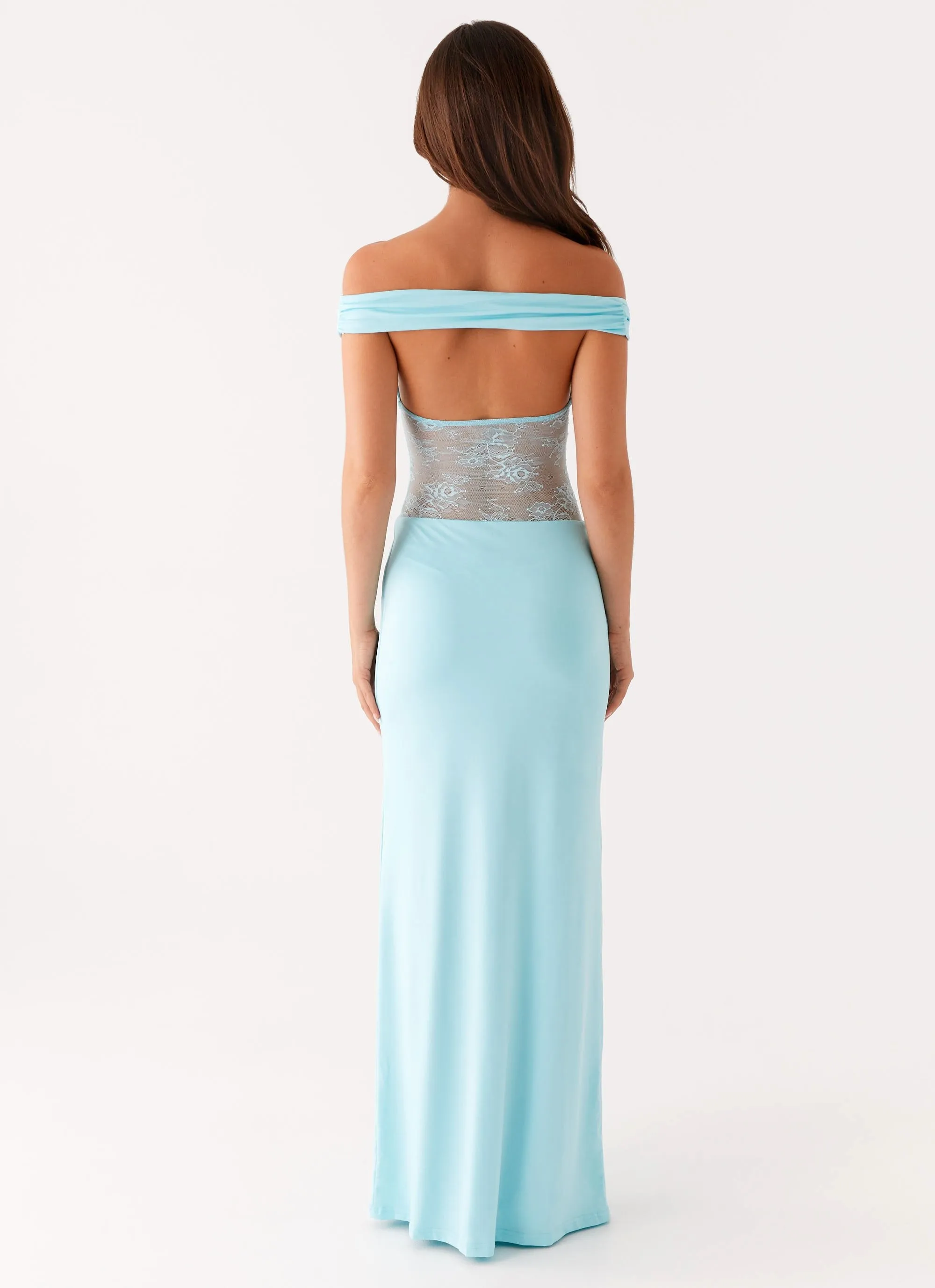 Infatuation Lace Maxi Dress - Turquoise Stud-Detail