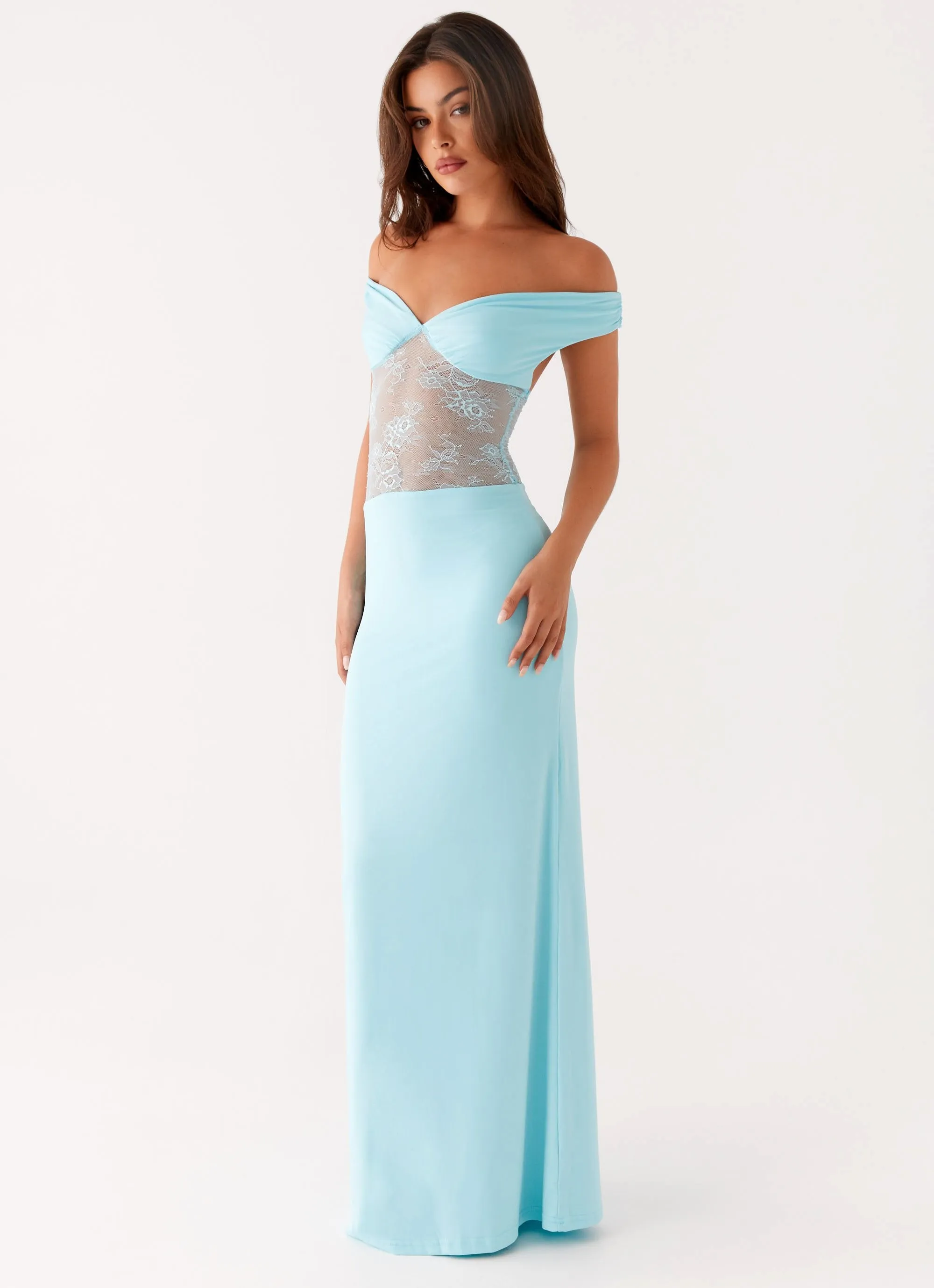 Infatuation Lace Maxi Dress - Turquoise Natural Drape and Effortless fit dress.