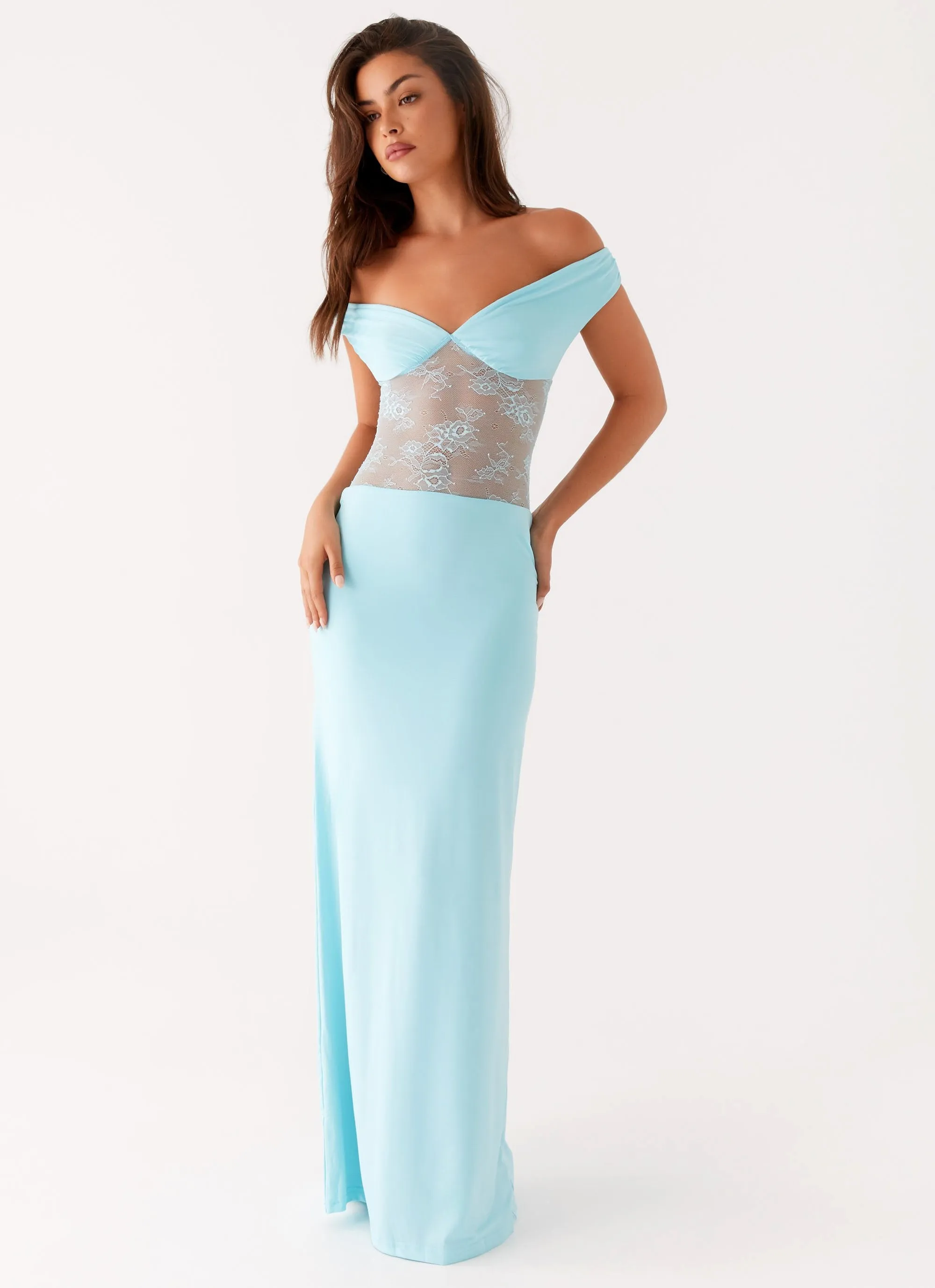 Clean Finish Pure Fabric Infatuation Lace Maxi Dress - Turquoise