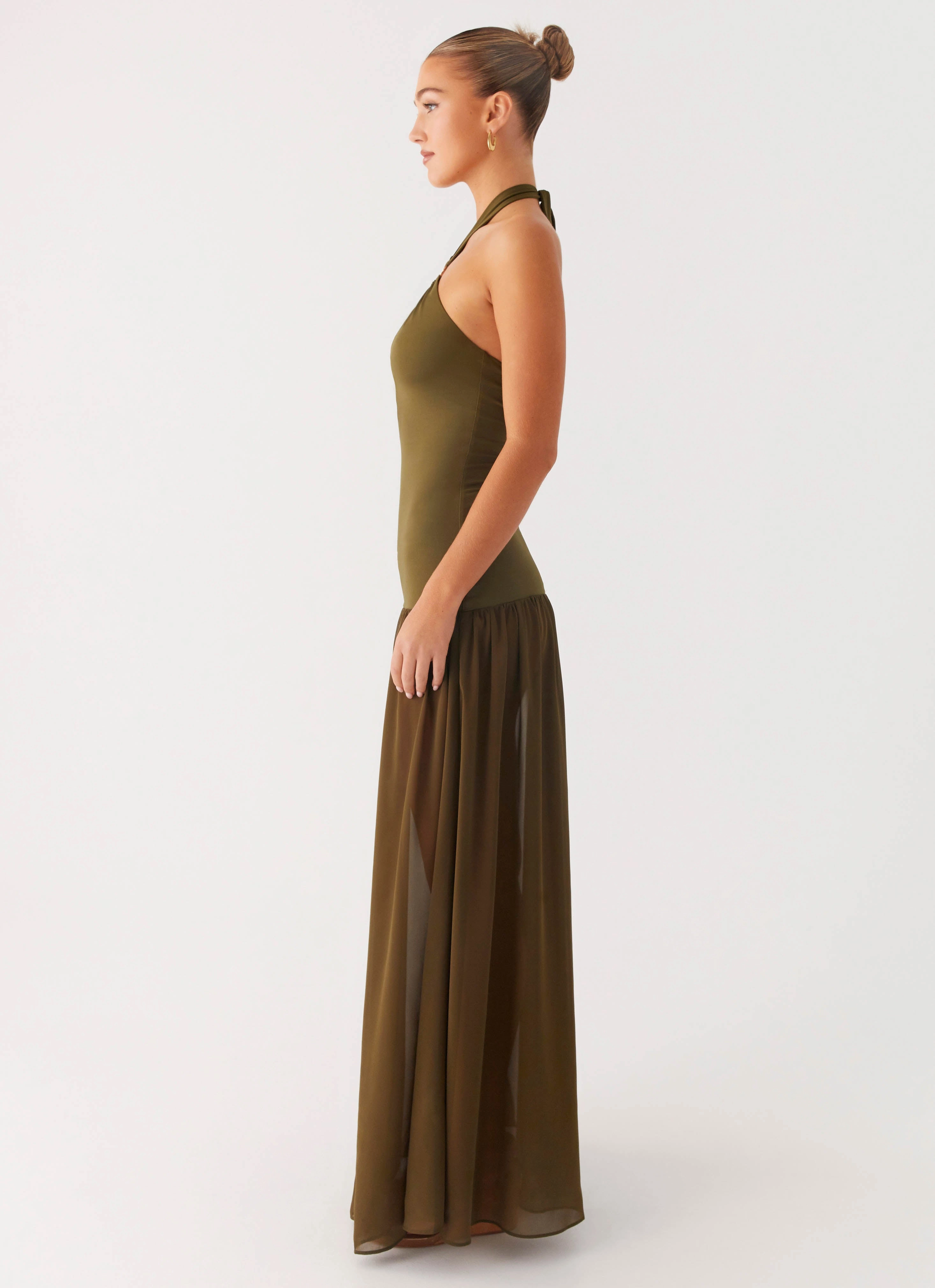 Trendy floral dress Cypress Kiss Maxi Dress - Khaki
