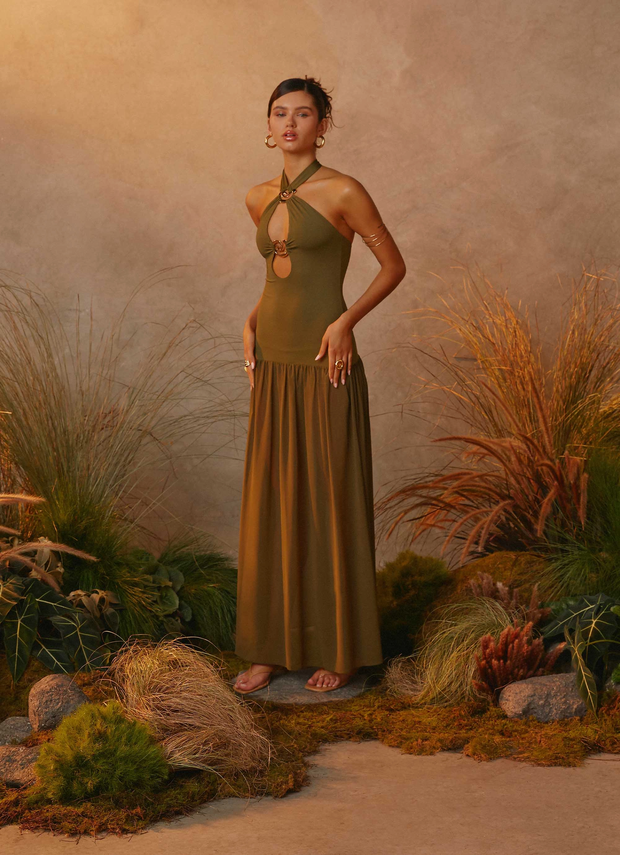 Chic Energy Cypress Kiss Maxi Dress - Khaki