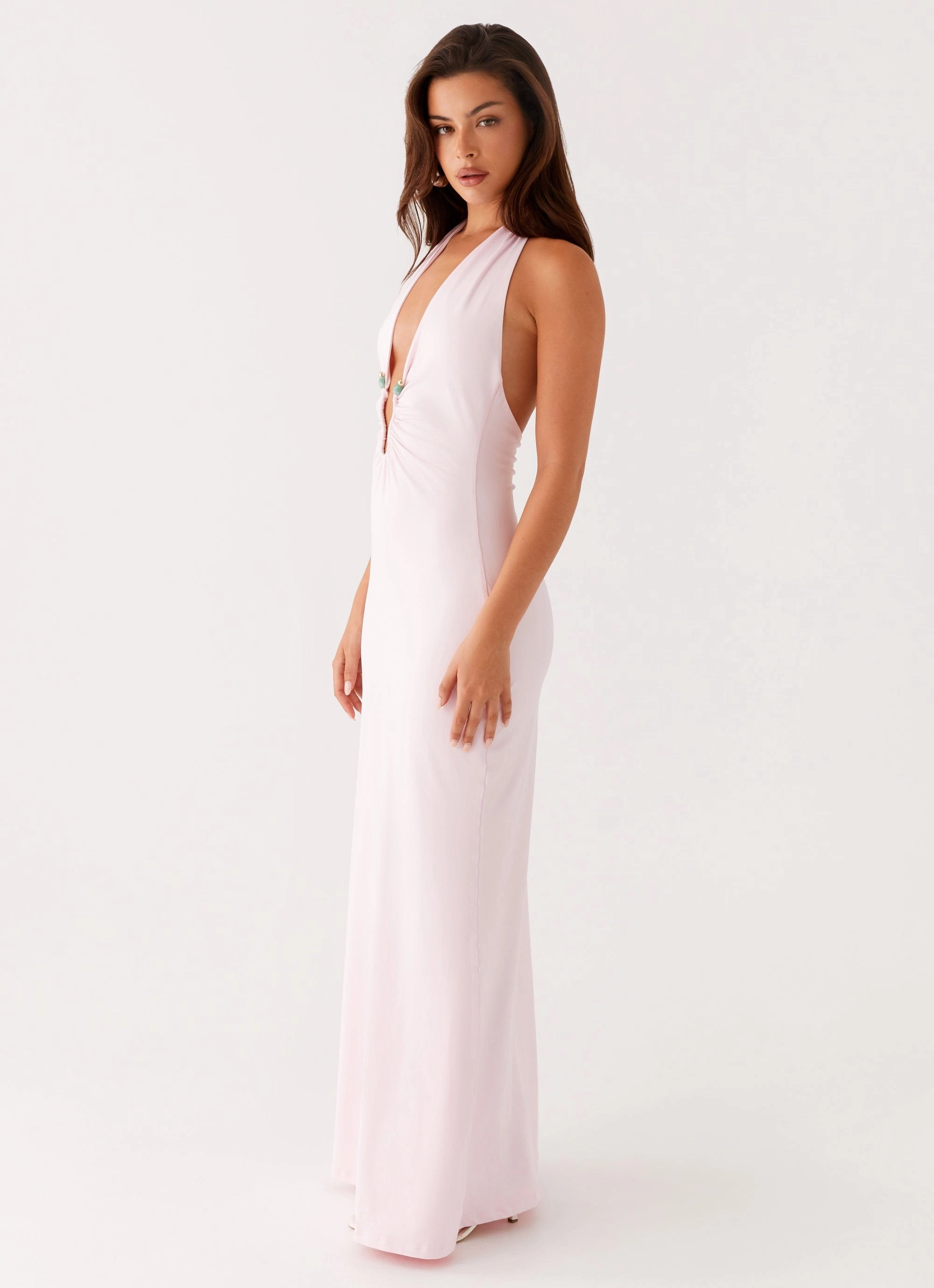 Nicola Maxi Dress - Pink Soft Stretch Comfy Comfort