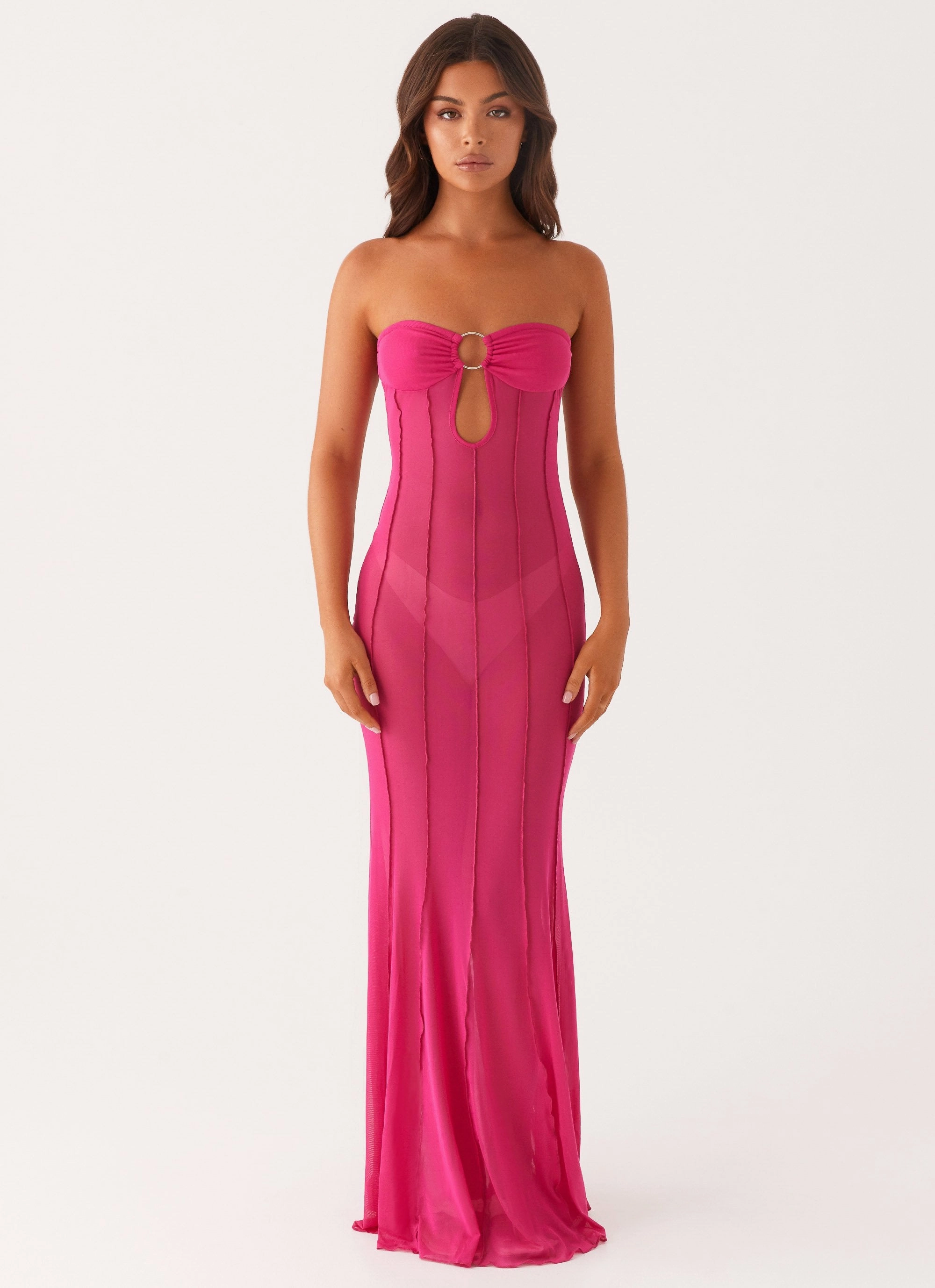 Kennedy Maxi Dress - Fuchsia Fringe-Detail