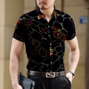 Luxury Floral Embroidery Lace Shirt Men 2019 New Sexy Transparent Mens Dress Shirts See Through Party Clubwear Male Social Shirt