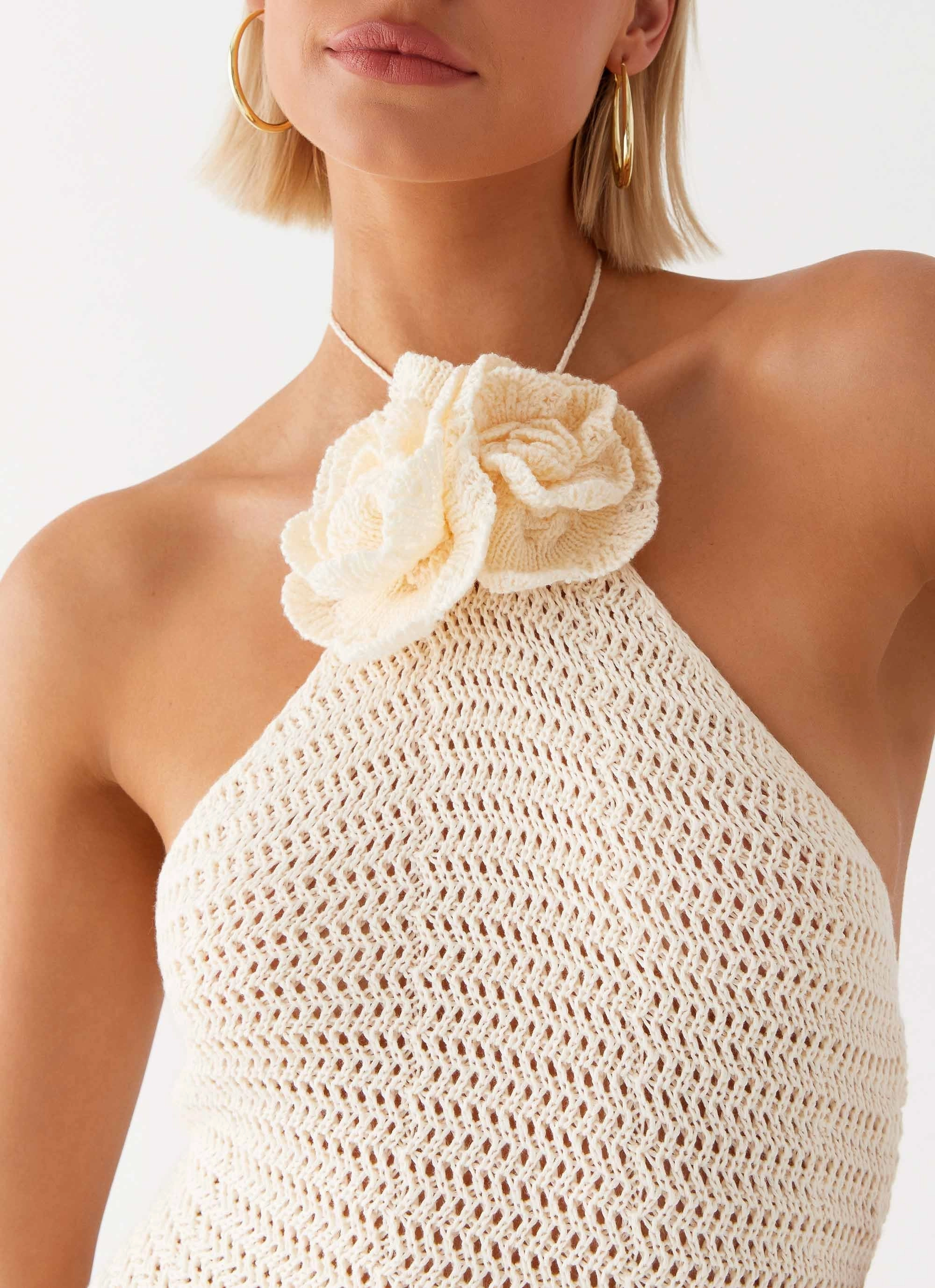 Gia Rose Halter Neck Maxi Dress - Ivory Event Mood Smooth Texture