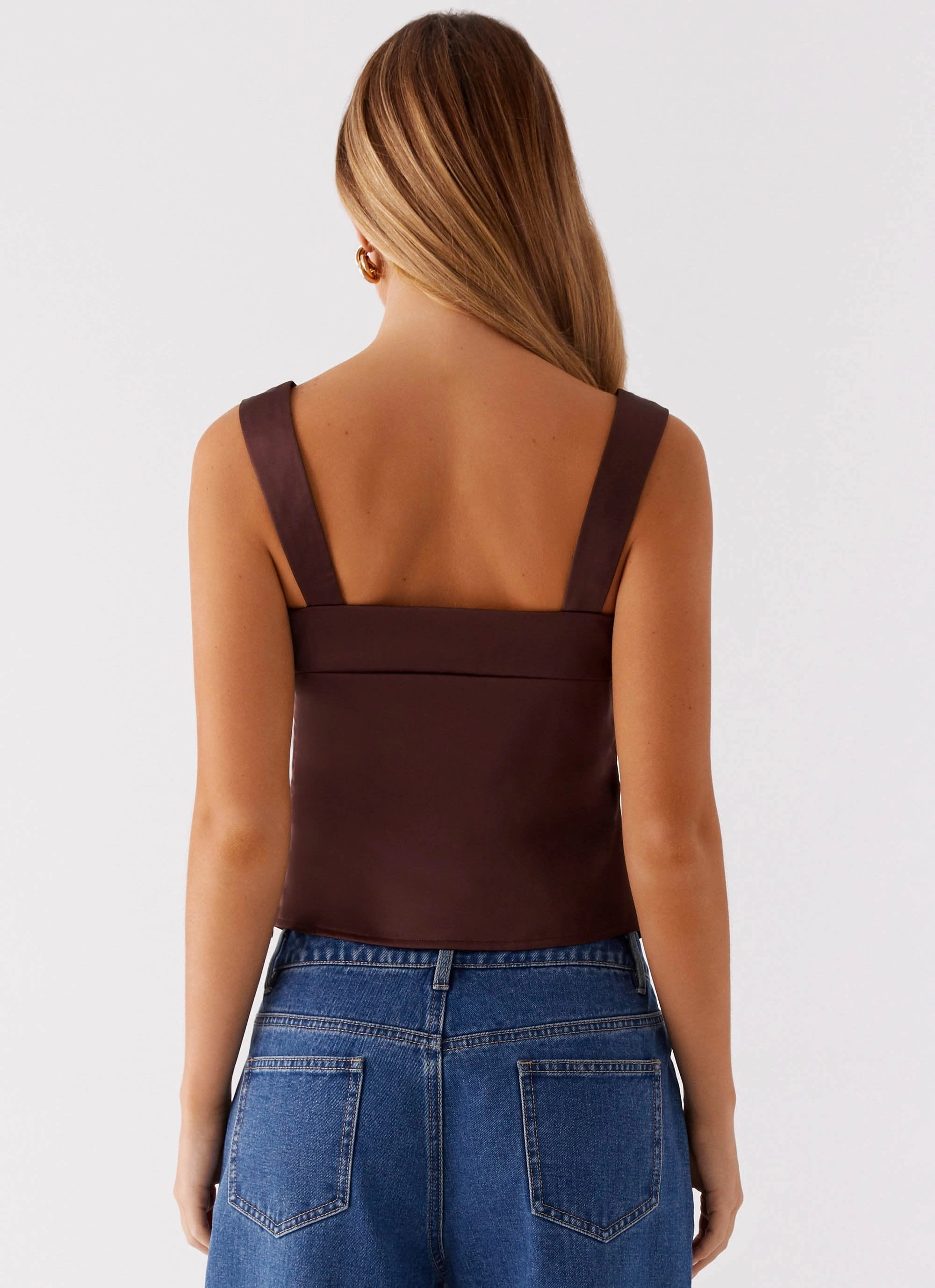QuickPackFoldableDesign Lylah Satin Top - Brown