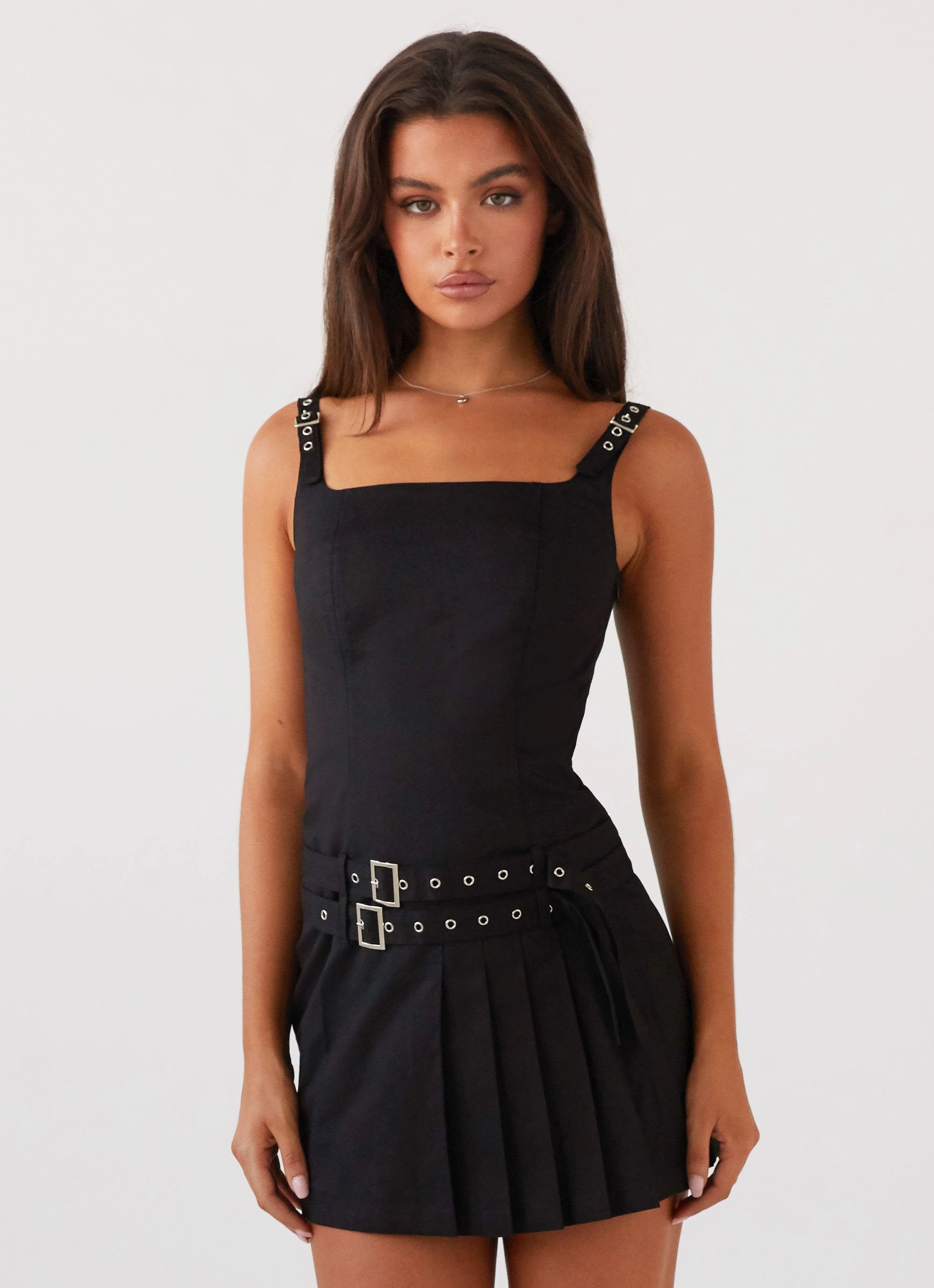 Modern Comfort Lynette Buckle Mini Dress - Black