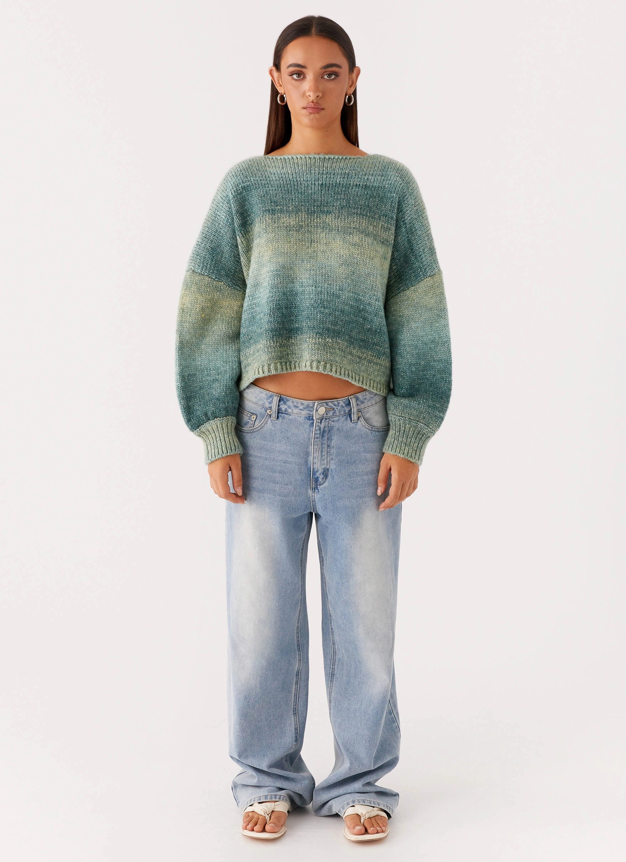 Lynne Oversized Jumper - Green Ombre Windproof Inner Layer Secure Chest Pocket
