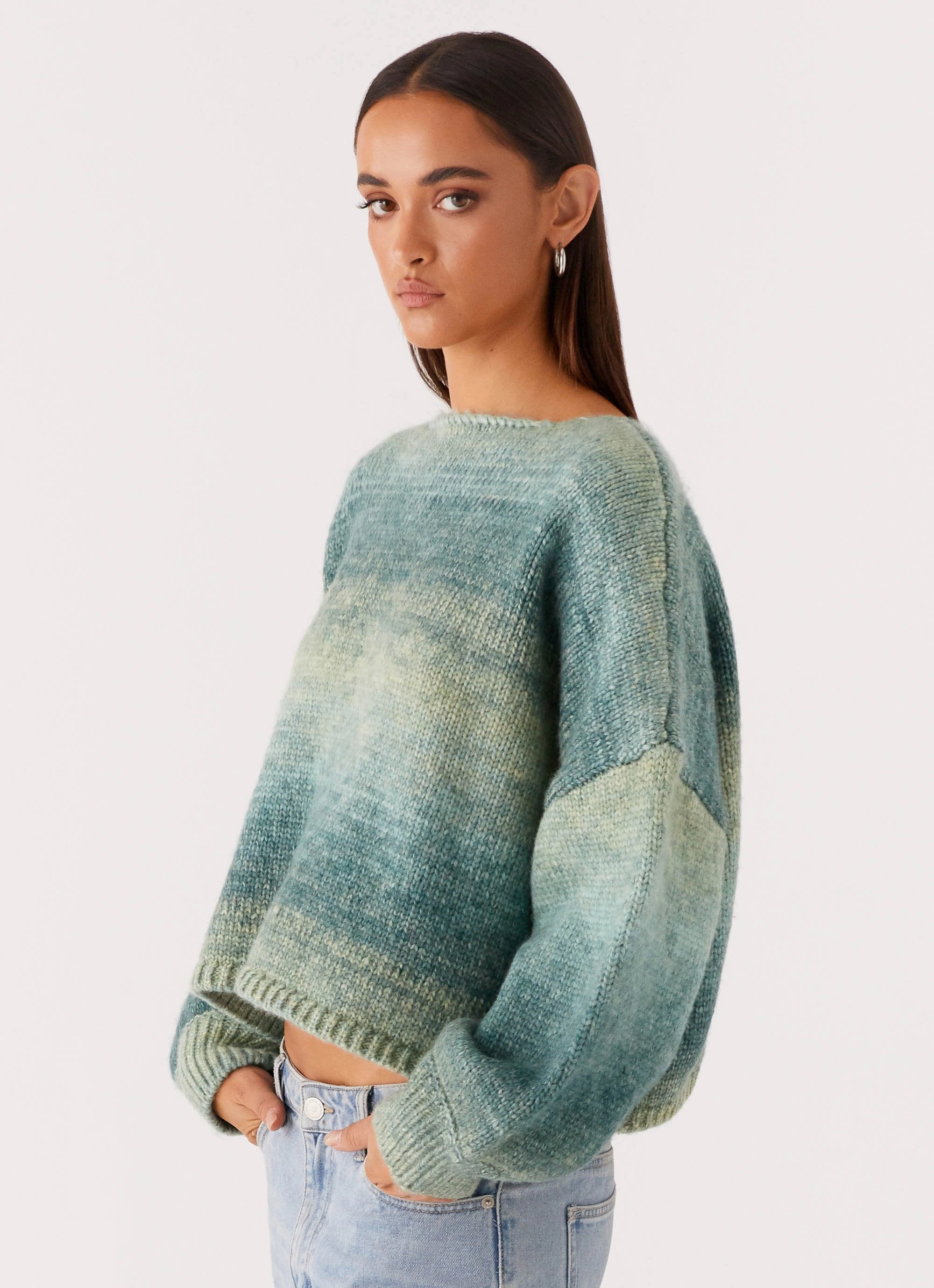 Temperature Regulating Fabric Lynne Oversized Jumper - Green Ombre