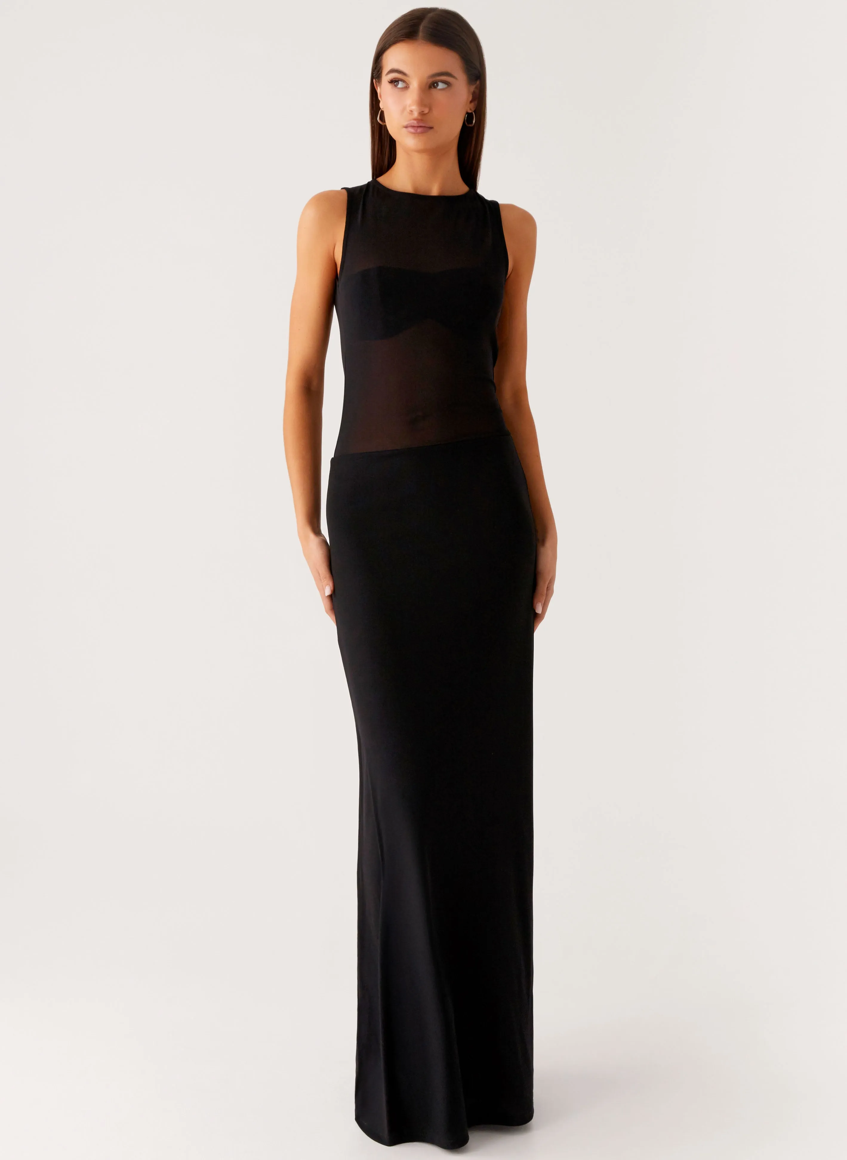 Lyria Mesh Maxi Dress - Black Chill Mode