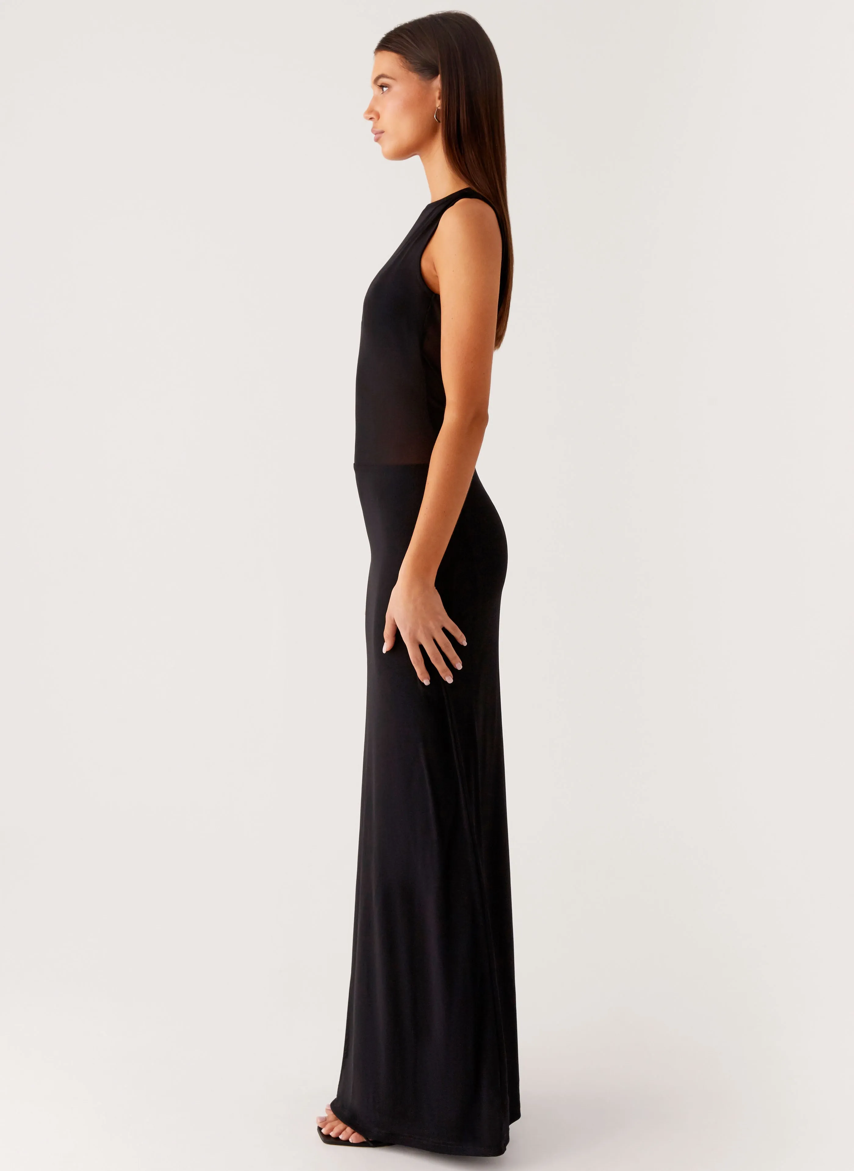 Sweet Mood Lyria Mesh Maxi Dress - Black