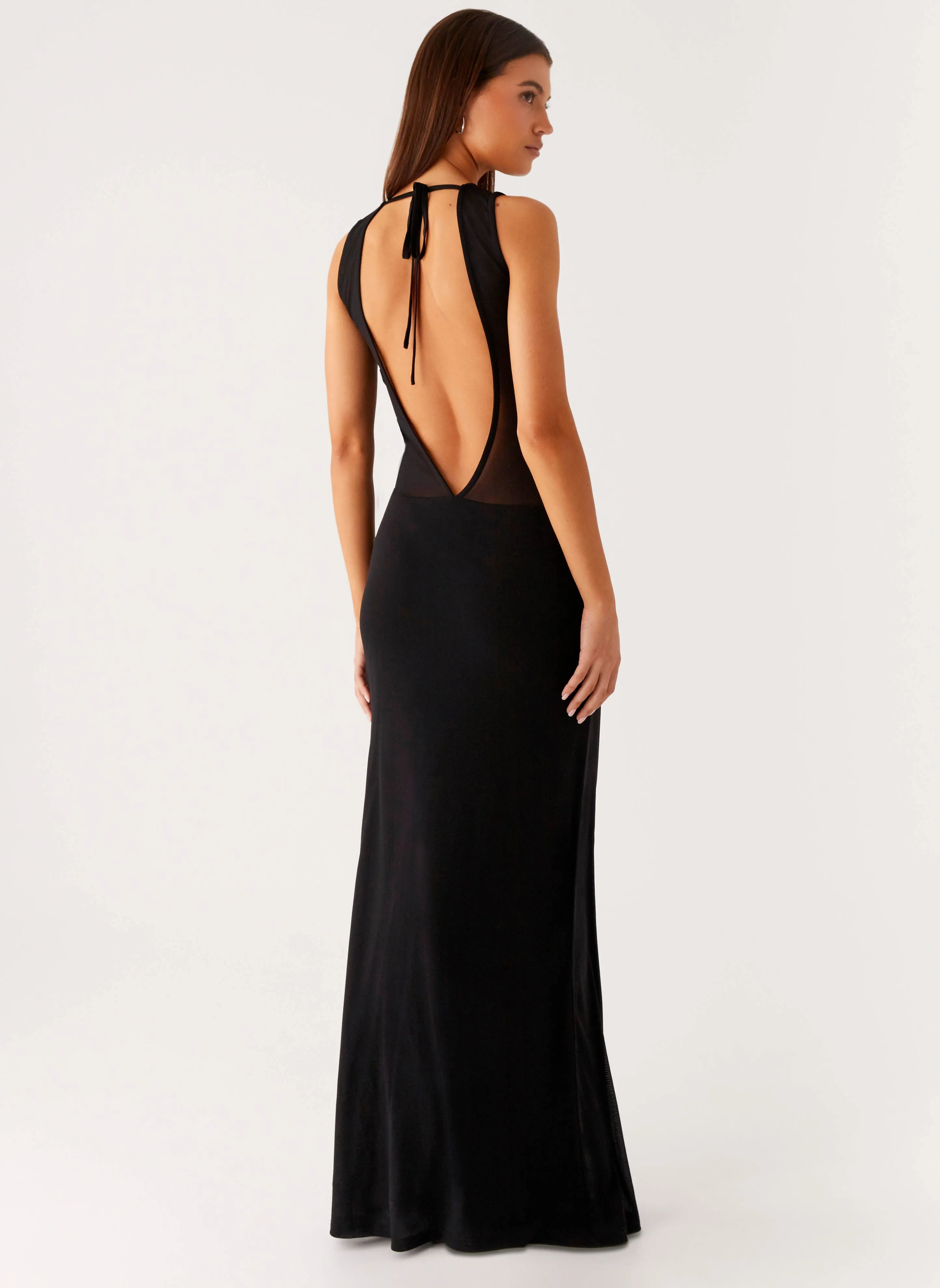 Lyria Mesh Maxi Dress - Black Fashion Look