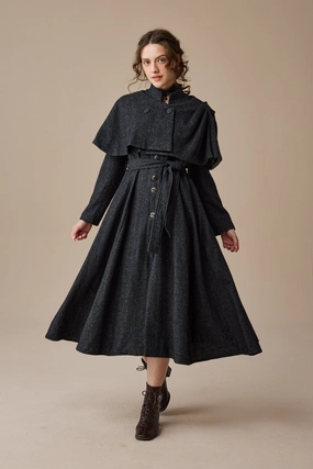 Eco Friendly Fabric Wendy 15 | 100% Wool Dress & Cape (2 pieces)