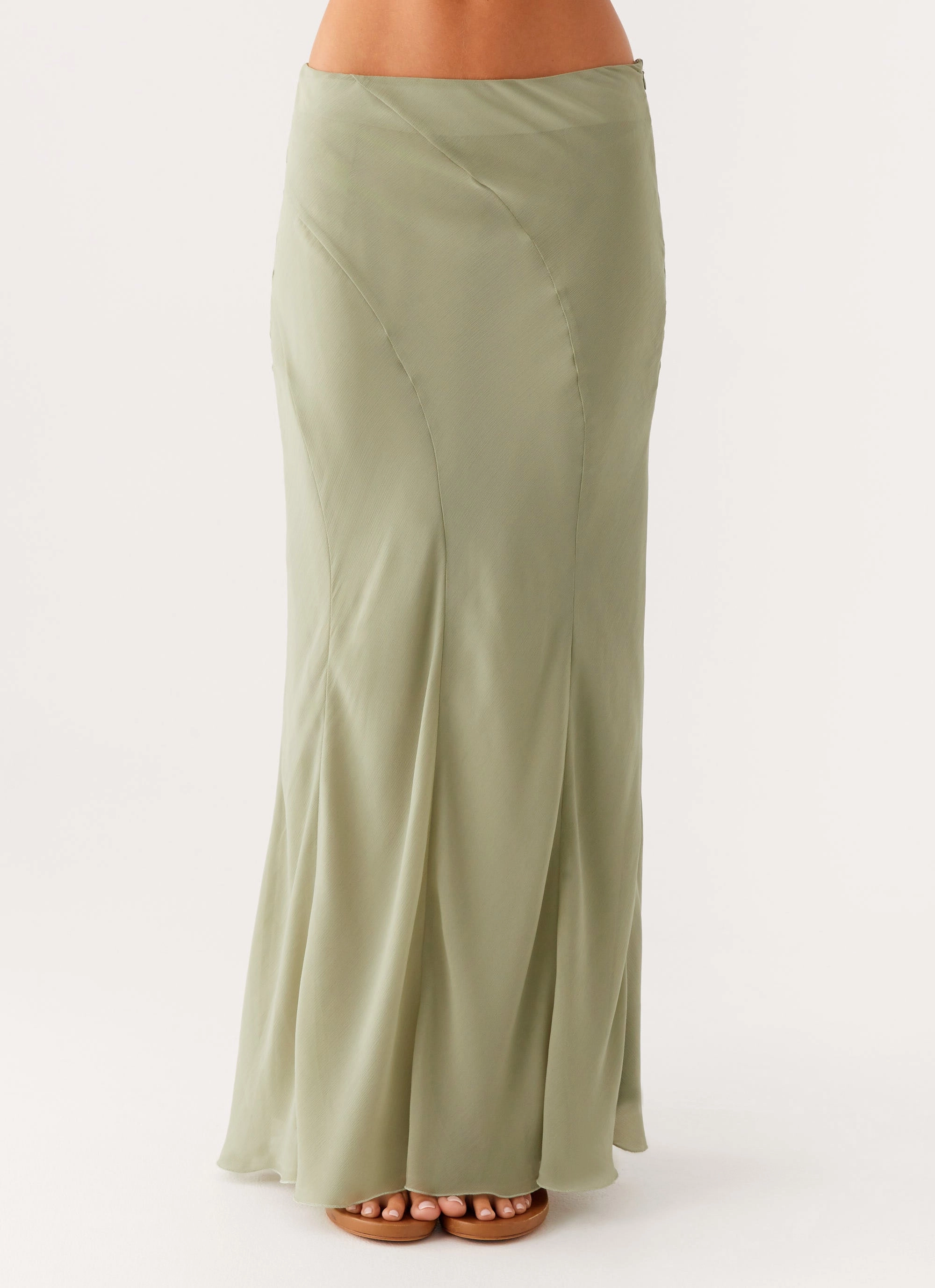 Smooth Fabric LightweightWeave Maddox Maxi Skirt - Sage