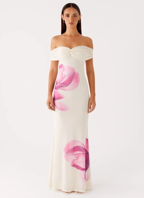 Sleek Flex Texture Play Madeira Maxi Dress - Ivory