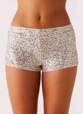 Everyday Comfort Wear Functional Comfort Wear Maelis Low Rise Sequin Mini Shorts - Silver